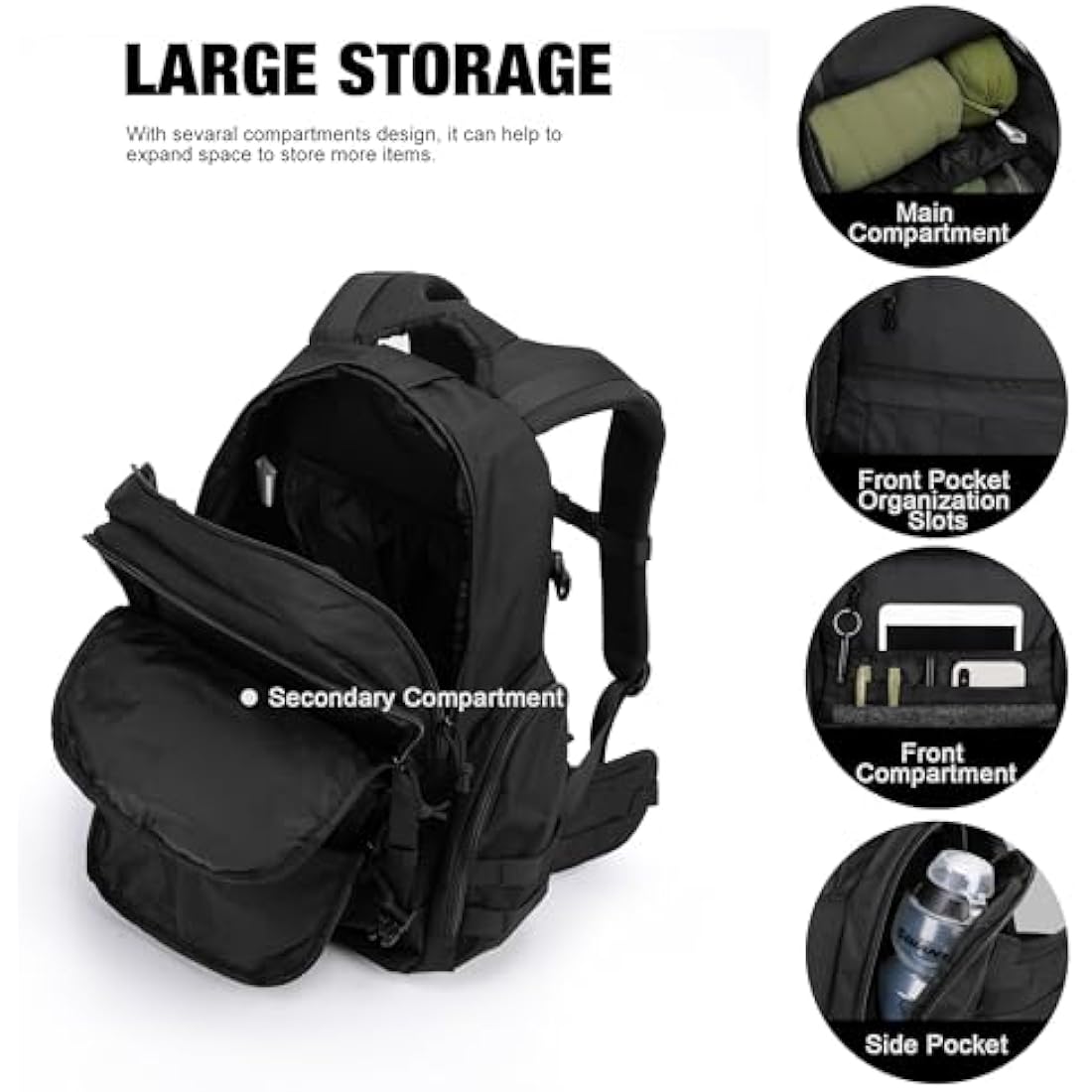 Mardingtop 40L Military Tactical Backpack Practical Rucksack for Men with Molle System Outdoor Hiking Backpack Army Backpack for Hiking, Traveling, Mountaining