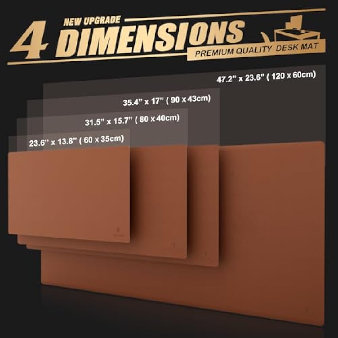 K KNODEL Large Office Leather Desk Mat, Mouse and Keyboard Pad, Computer and Laptop Mat, Desktop Protector and Cover, Writing Pad and Blotter (90x43cm, Brown)