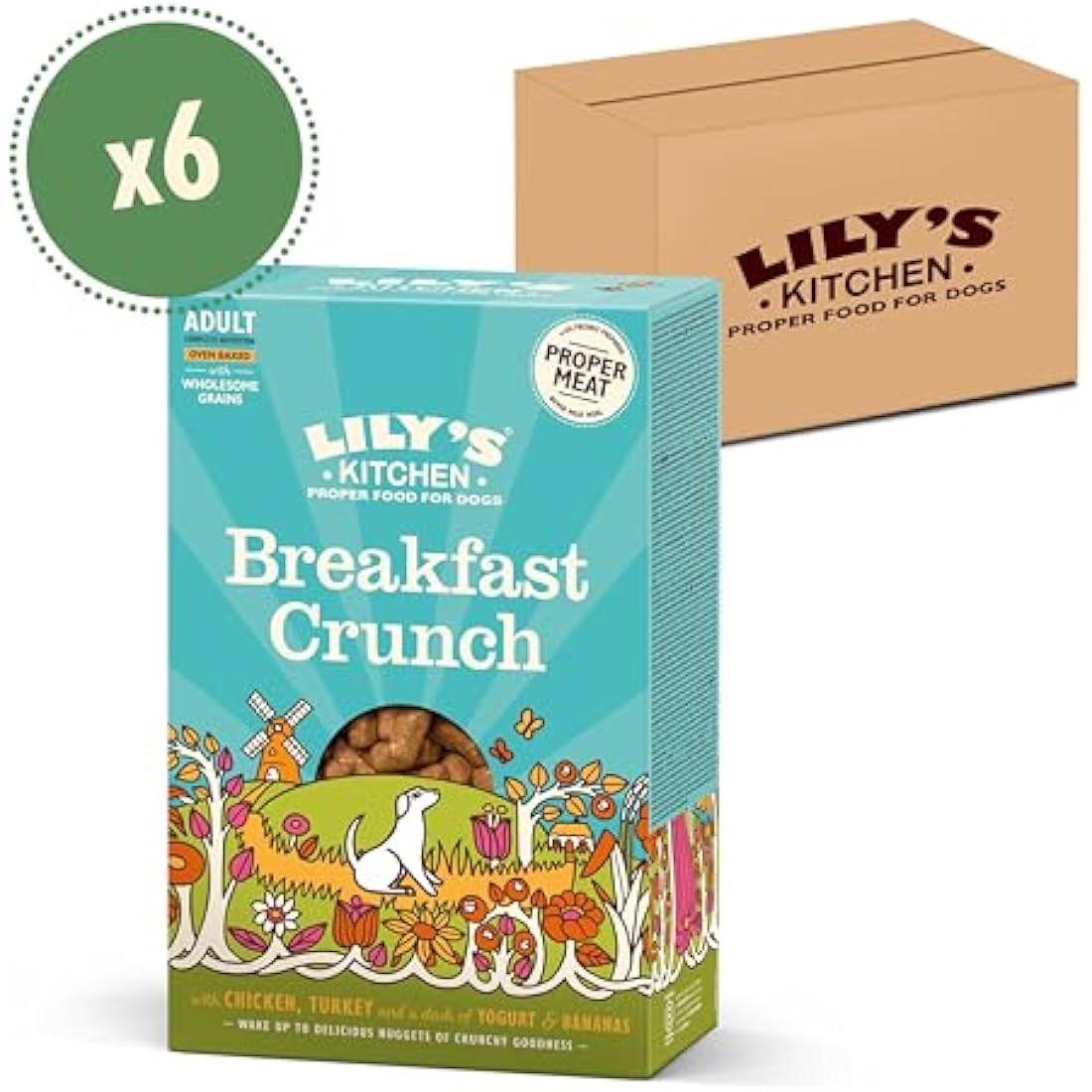 Lily's Kitchen Proper Food for Dogs Breakfast Crunch Chicken with Turkey, Fruit & Yoghurt, 800g