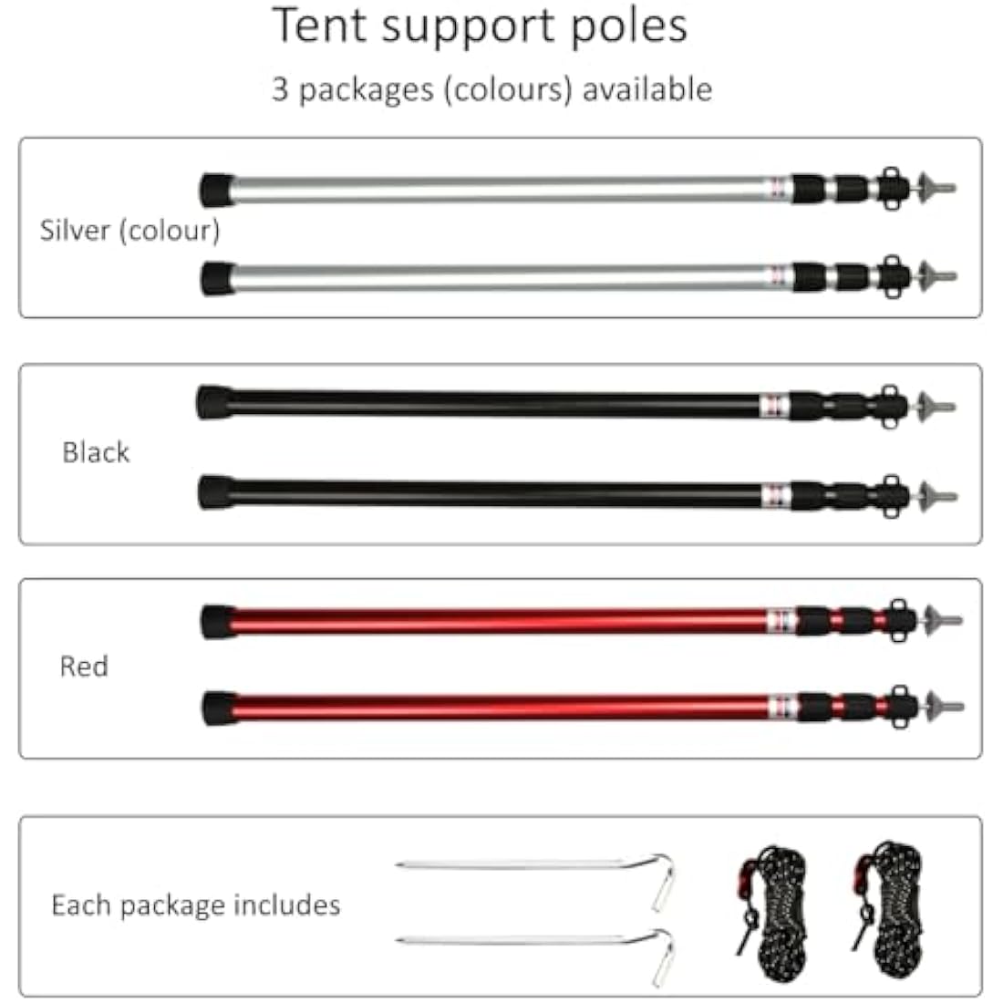 Tiandirenhe Telescopic Pole for Tents, Awning Poles, Telescopic Tent Poles, Aluminium Canopy Support, Telescopic 95-234 cm, Camping Tent Pole, Camping Poles for Tarpaulins, Awning Canopy, Porch