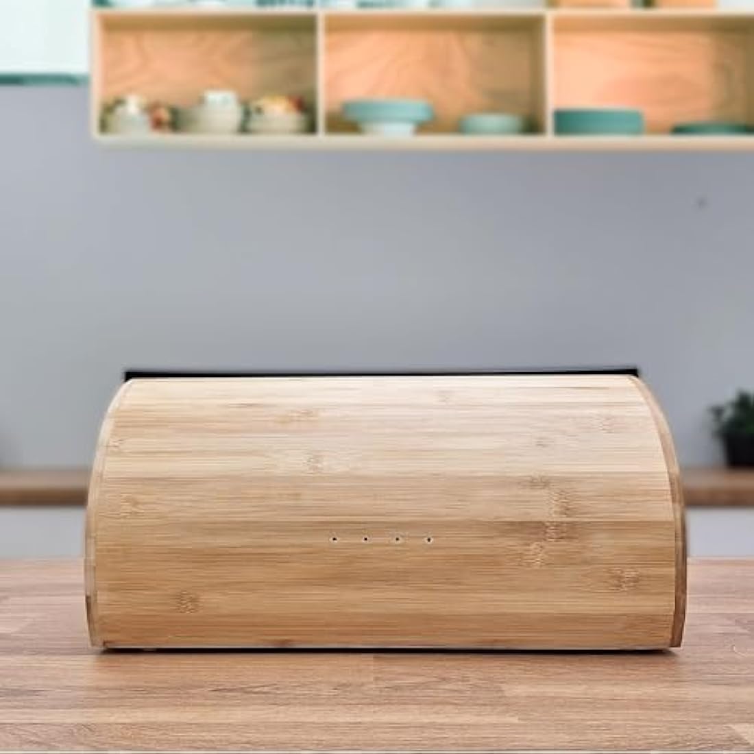 briebe Nordic Bread Box for Storage of Table Bread Bamboo Wood, Sliding Lid, Bread Box for Storage Bread and Pastries, Modern Nordic Design, Grey