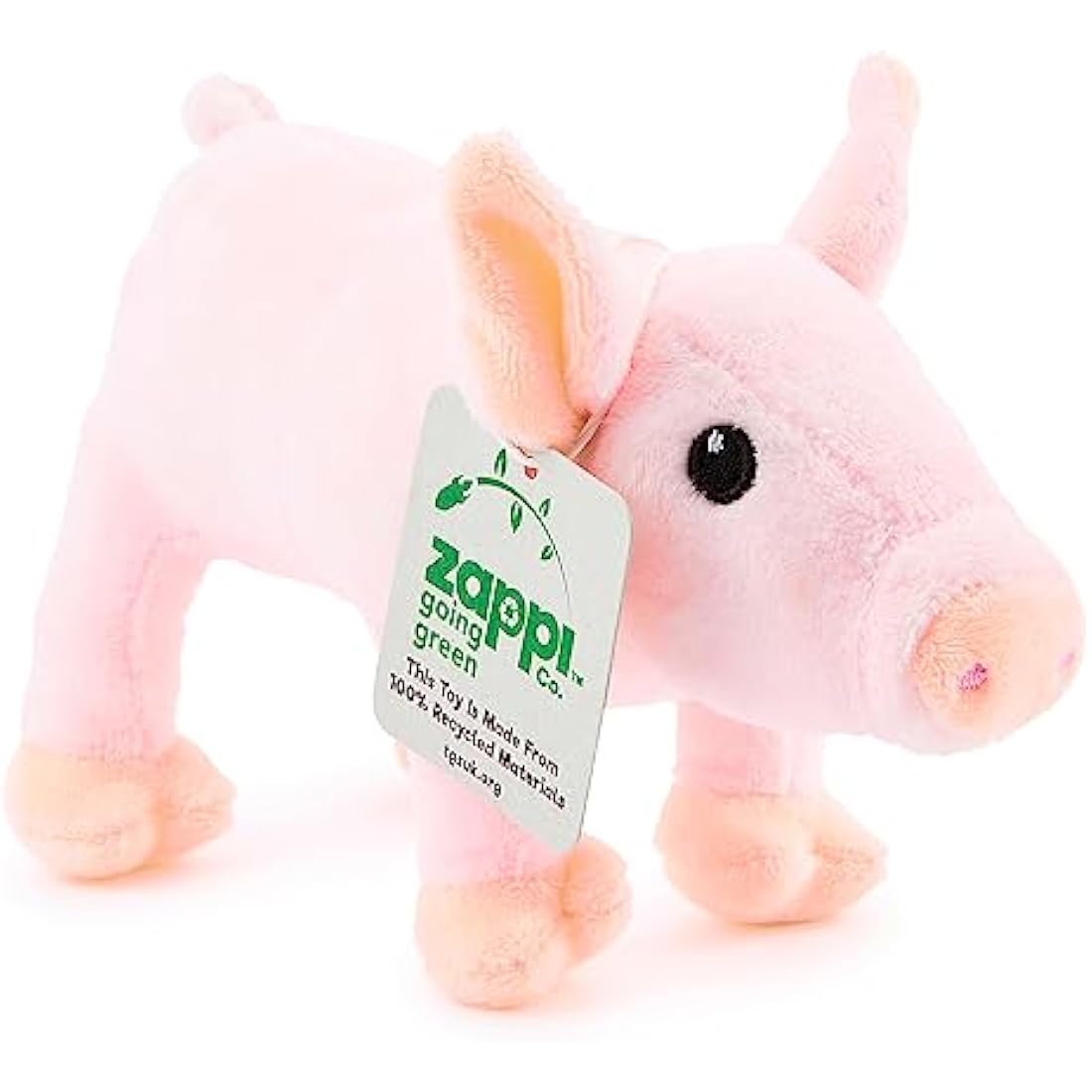 Zappi Co 100% Recycled Plush Piglet Toy (14cm Length) Stuffed Soft Cuddly Eco Friendly animals Collection For New Born Child First kid pig