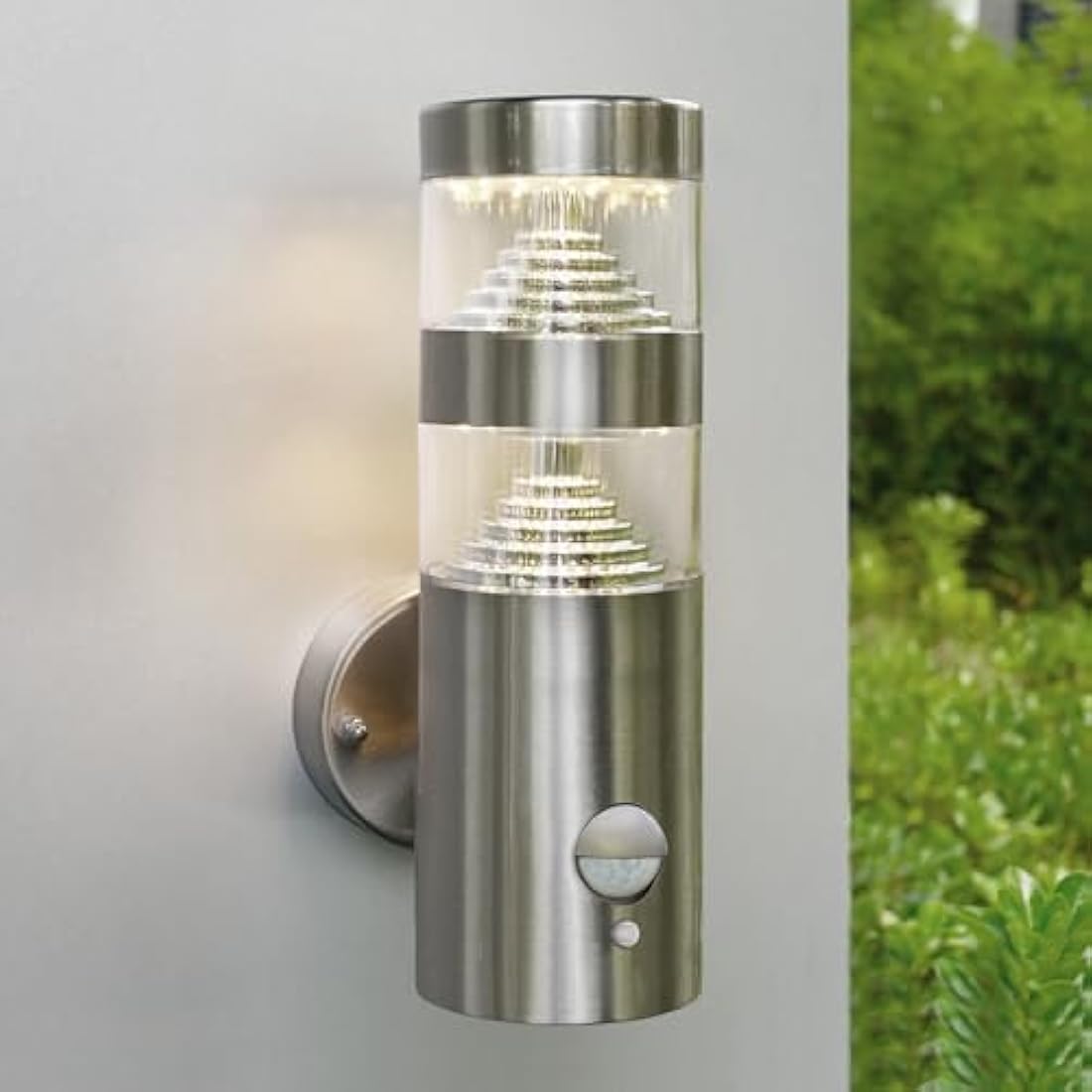 NBHANYUAN Lighting LED Outdoor Wall Light with 4 Modes PIR Sensor,SUS316 Stainless Steel Outside Wall Lamp for Garden,Enterway Wall Lights Fixture Mains Powered 220-240V 9W IP44 1000LM
