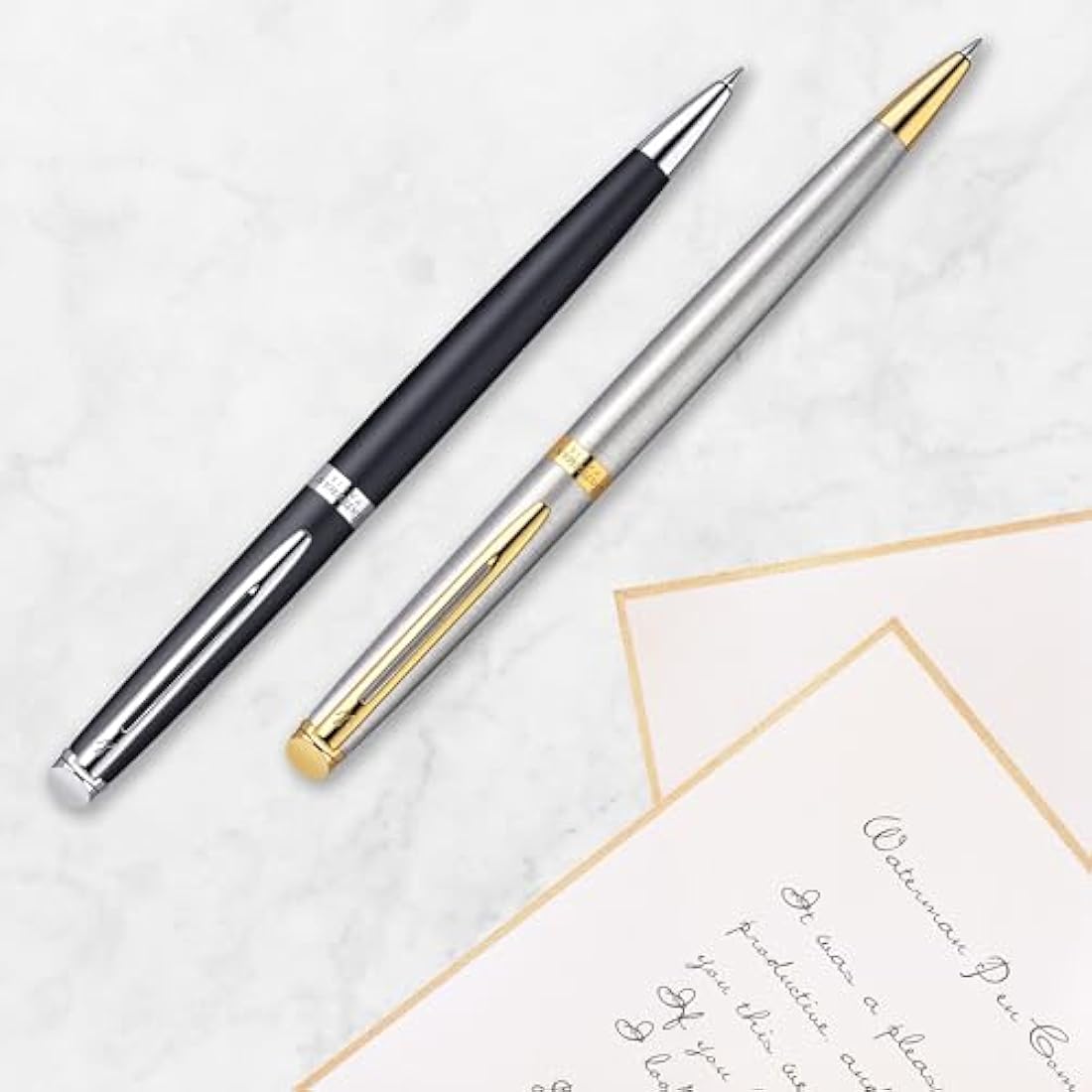 Waterman Hémisphère Ballpoint Pen | Gloss Black with 23k Gold Trim | Medium Point | Blue Ink | Gift Box