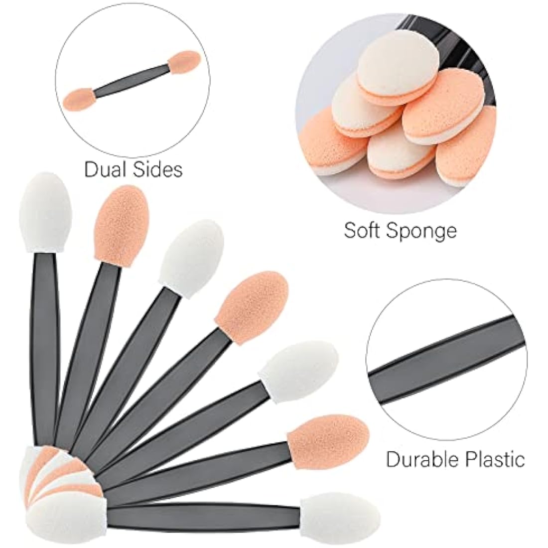 G2PLUS 100PCS Sponge Eyeshadow Applicators - Disposable Eyeshadow Applicators - Beige Eye Shadows Sponge Brushes - Eye Makeup Applicators for Nails and Eyeshadow Makeup