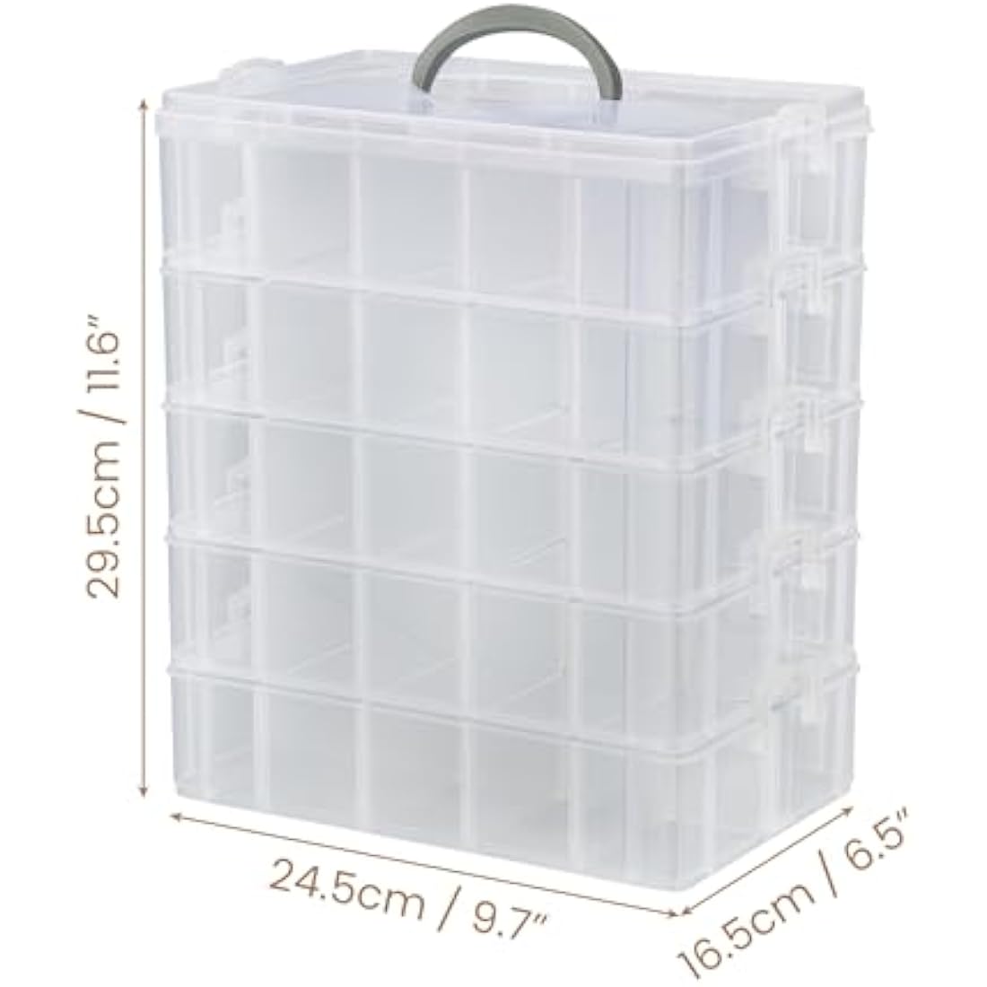 BELLE VOUS 5-Tier Craft Storage Box with 50 Compartments - Plastic Organiser Box for Medicine, Craft Supplies, Beads & Jewellery - Lego Storage Drawer