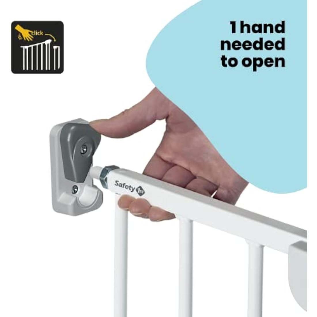 Safety 1st Wall Fix Extending, Safety Gate, Door and Stair Gate, Baby Gate also suitable for Dogs, Six Months to Two Years, Metal White (Pack of 1)