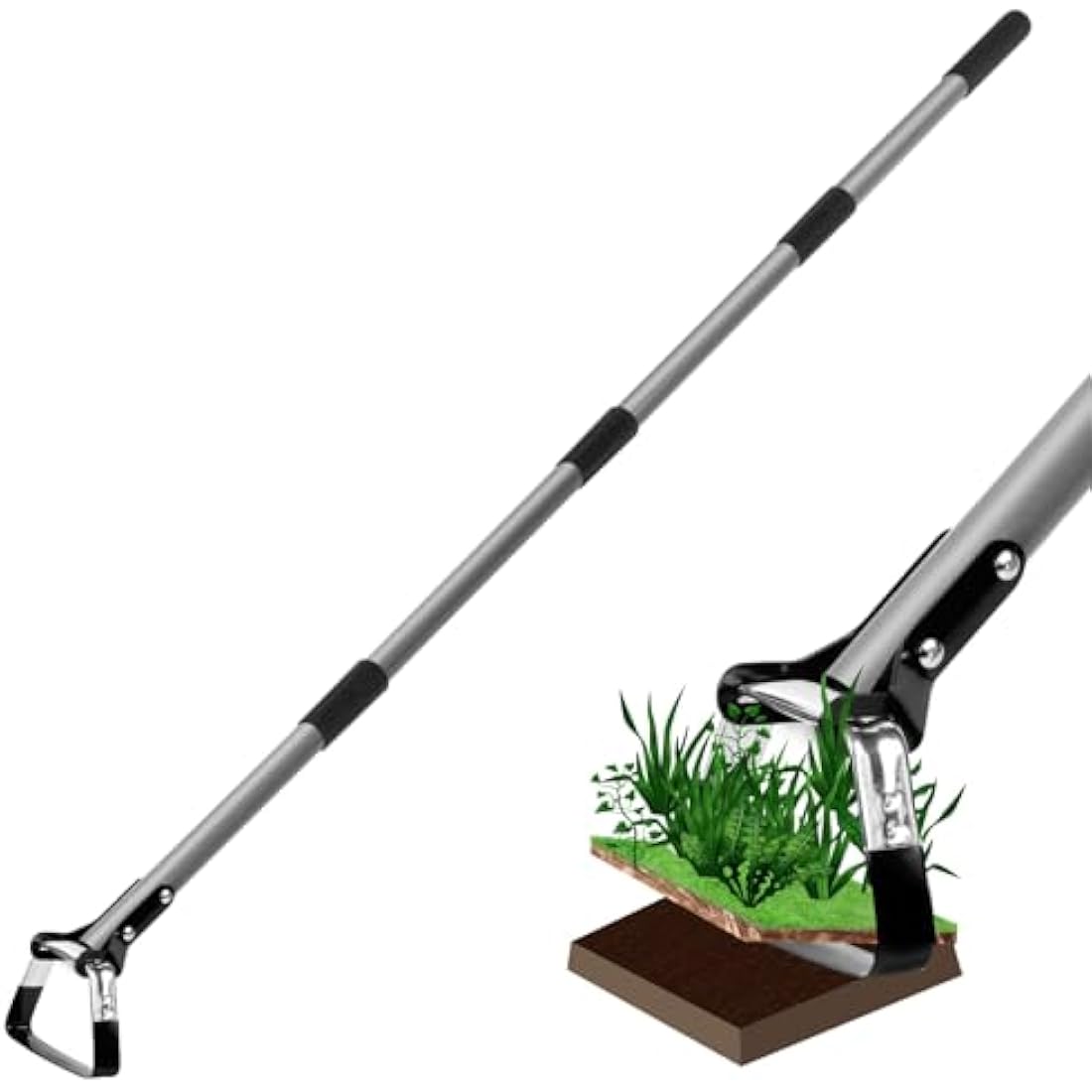 Walensee Action Hoe for Weeding Stirrup Hoe Tools for Garden Hula-Ho with Adjustable 168cm Scuffle Loop Hoe Gardening Weeder Cultivator, Sharp Durable Metal Handle Weeding Rake with Cushioned Grip