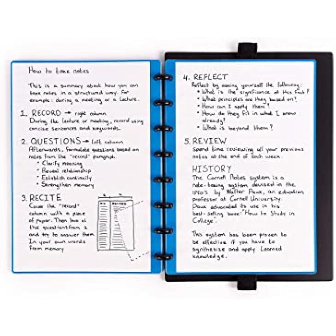 Modubooq notes, block - Modular Reusable Smart Notebook A5 - Lined blue pages with duratech3 technology - Notebook with Discbound System - Washable and writes like paper