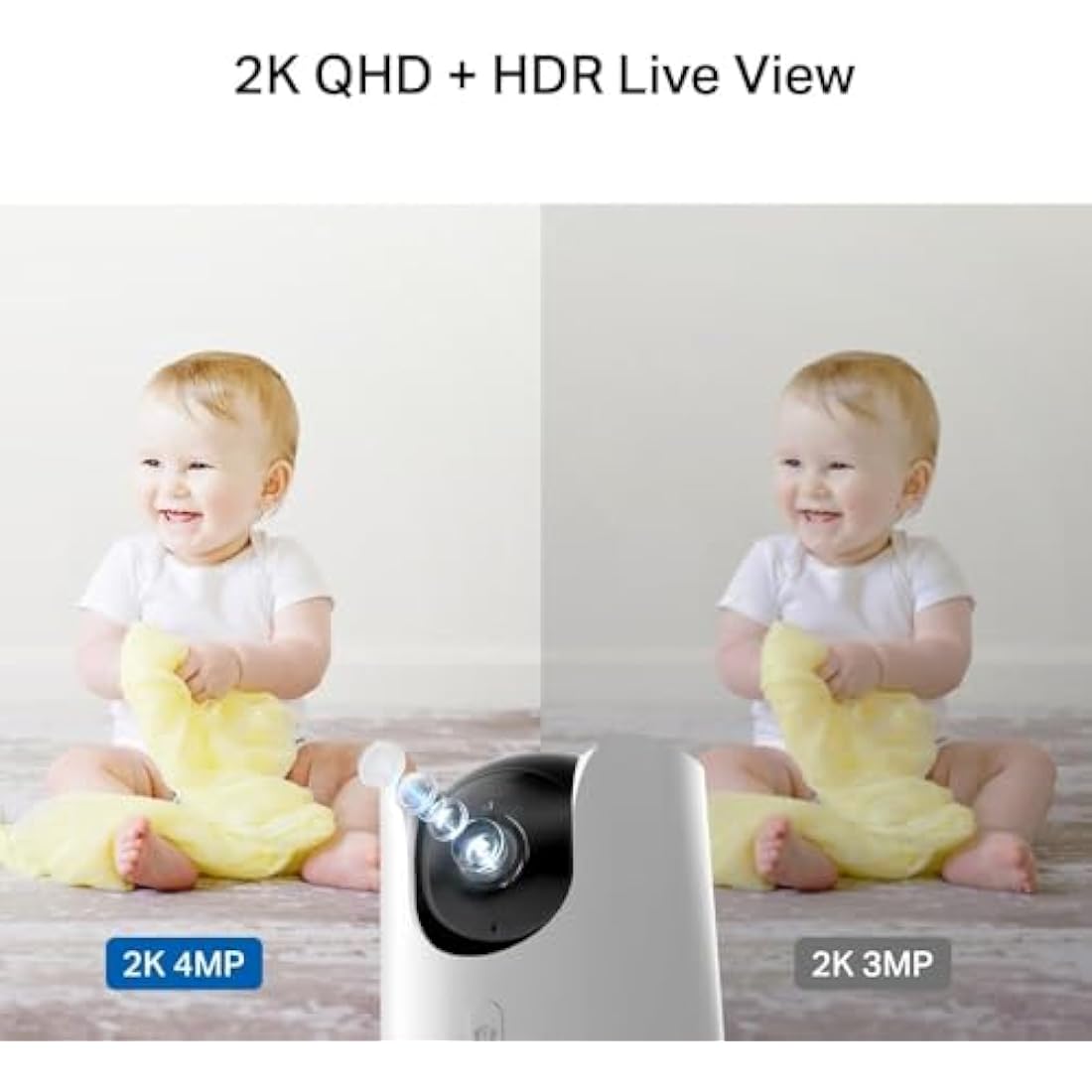 Tapo C225 2K 4MP QHD Indoor Camera, Pan/Tilt Security Camera, HDR Live View, 360°Panoramic View, CCTV Camera No Monthly Fee, AI Detection, Two-way Audio, Night Vision, Works with Alexa & Google