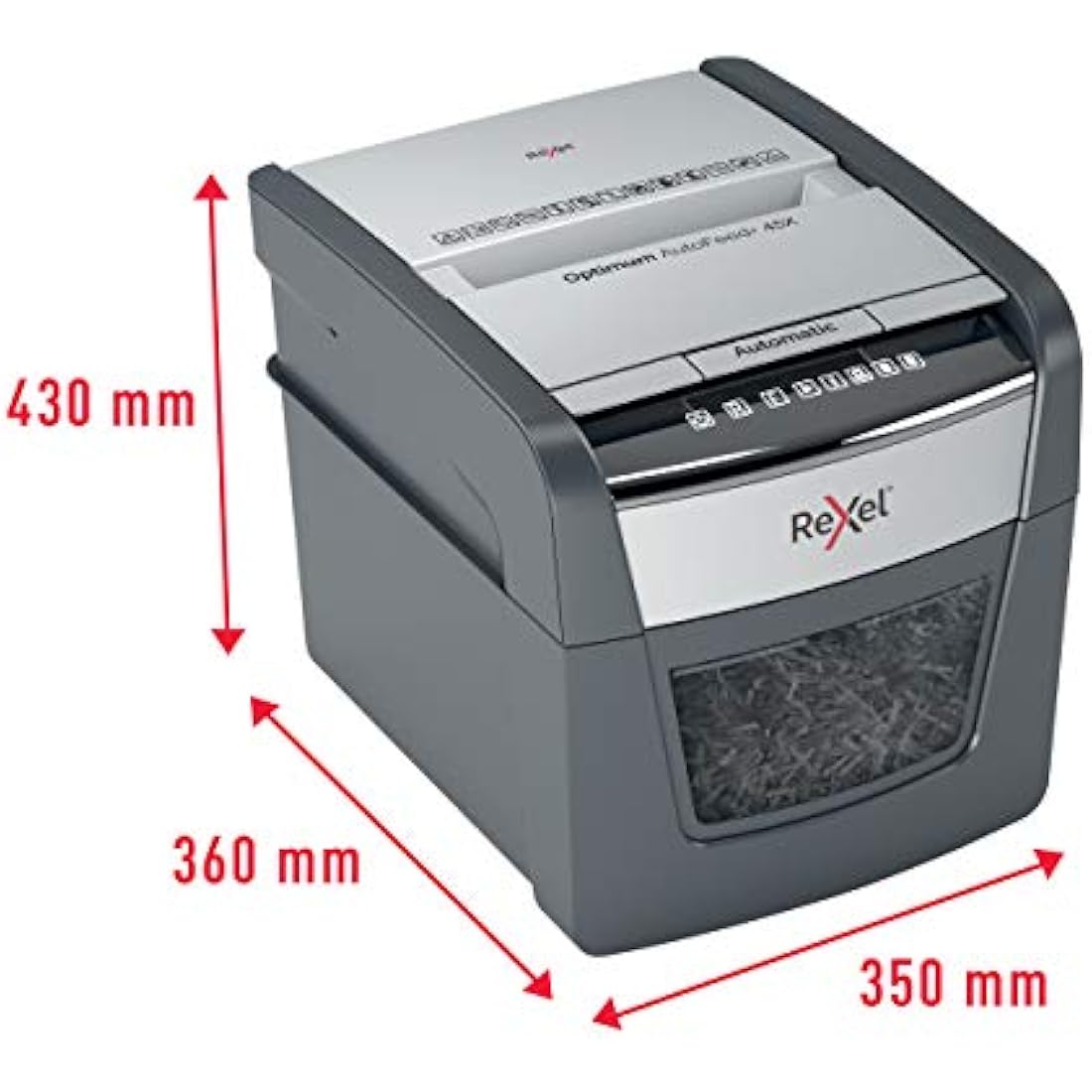 Rexel Optimum Auto Feed 45 Sheet Automatic Cross Cut Paper Shredder, P-4 Security, Home/Home Office, 20 Litre Removable Bin, 2020045X, Black