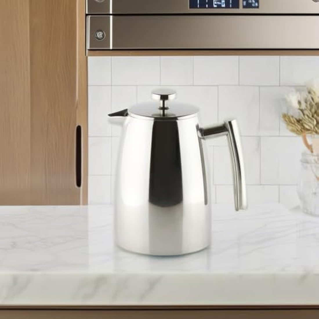 Café Stal HFD-16 Belmont 16 Cup Double Walled Cafetiere Coffee Maker, Mirror Finish, 2 Litre
