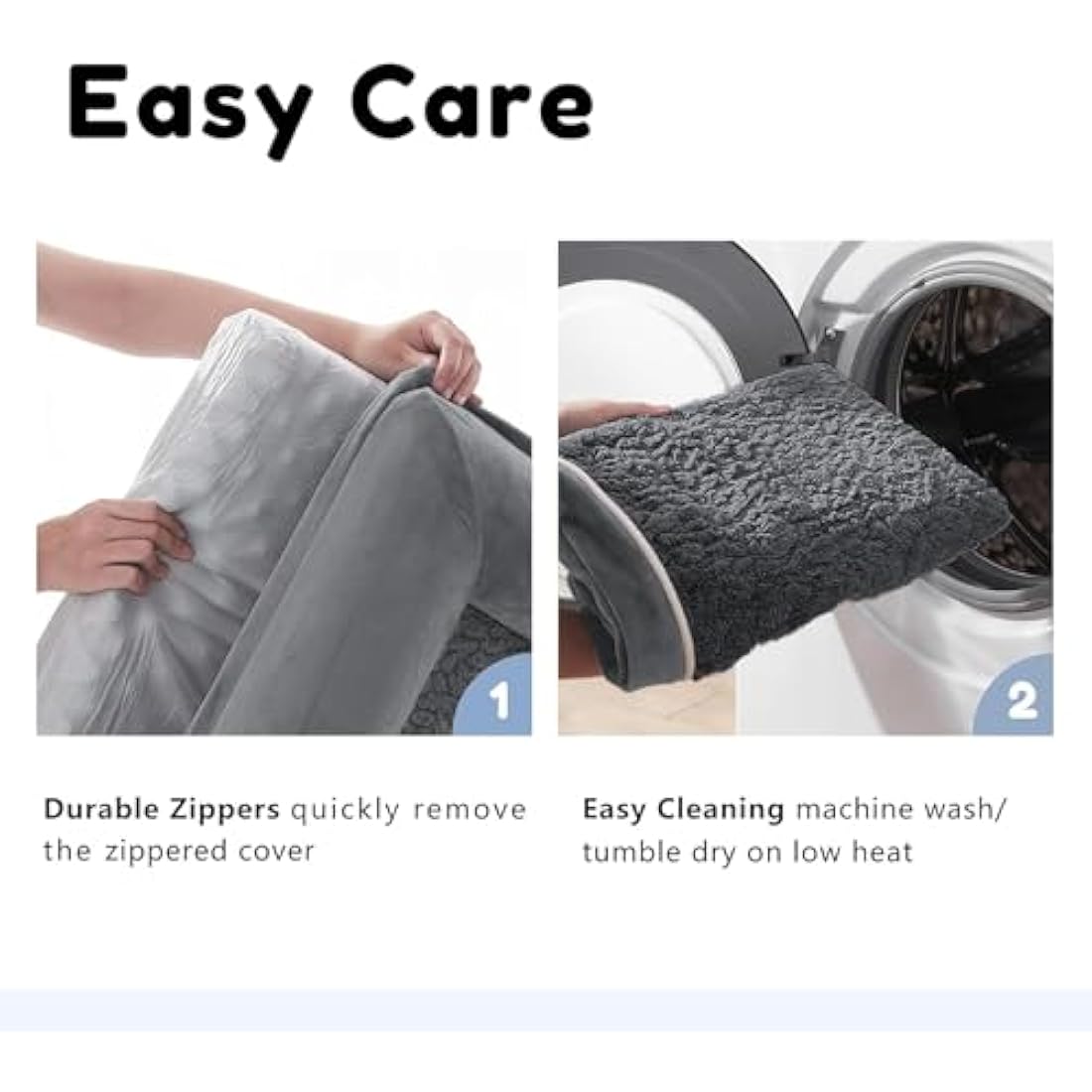 WESTERN HOME Dog Beds Large Washable,Soft Orthopedic Dog Beds with Removable Washable Cover with U-Shape Bolster Dark Grey,91 x 68 x 16.5 cm
