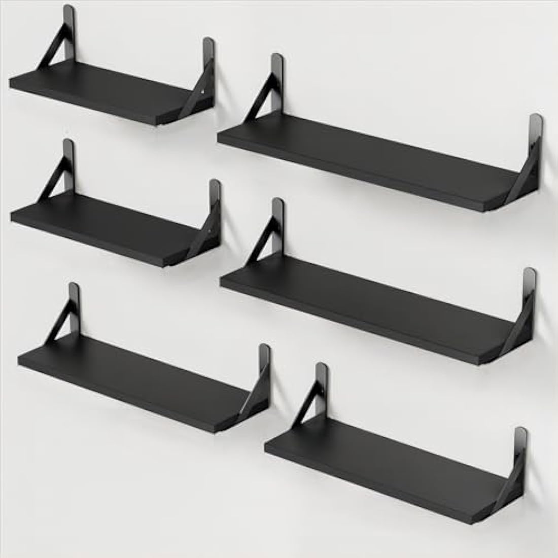Pipishell Floating Shelves Set of 6, Wood Floating Shelves for Wall Decor, Rustic Farmhouse Wall Shelves for Bedroom, Bathroom Shelves for Wall Storage, Book Shelves for Living Room