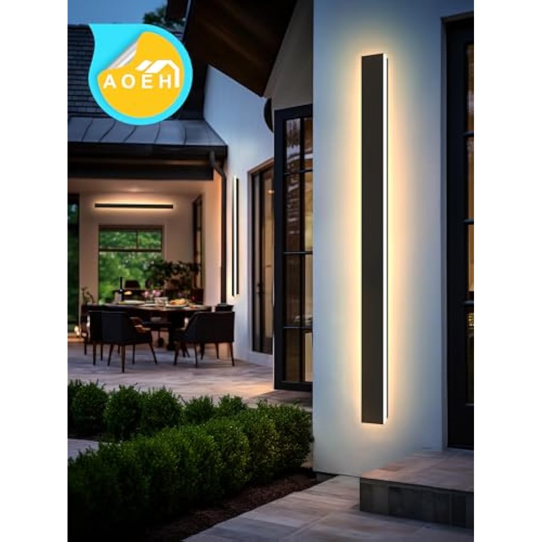 Outdoor Wall Lights LED Black Long Wall Sconce Ip65 Waterproof Outside Lights Rectangular Wall Lighting 3000k 48W Aluminum Exterior/Indoor Wall Light For Garden Villa Porch Terraces Garage,150cm*1