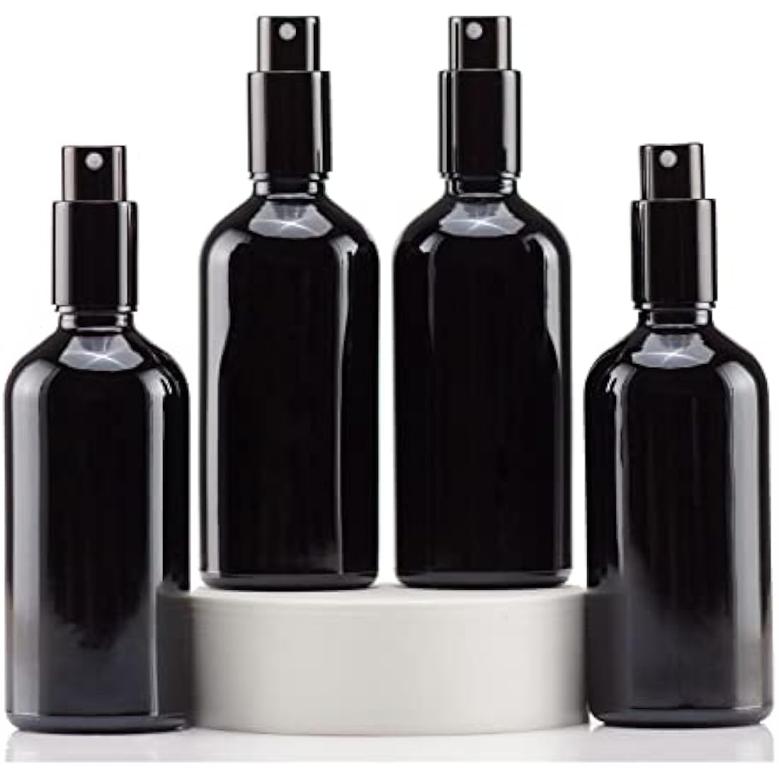 Yizhao 100ml Black Glass Spray Bottle for Essential Oils, Small Empty Fine Mist Spray Bottle, for Cleaning, Aromatherapy, Cosmetic Sprays, Hair –4 Pcs