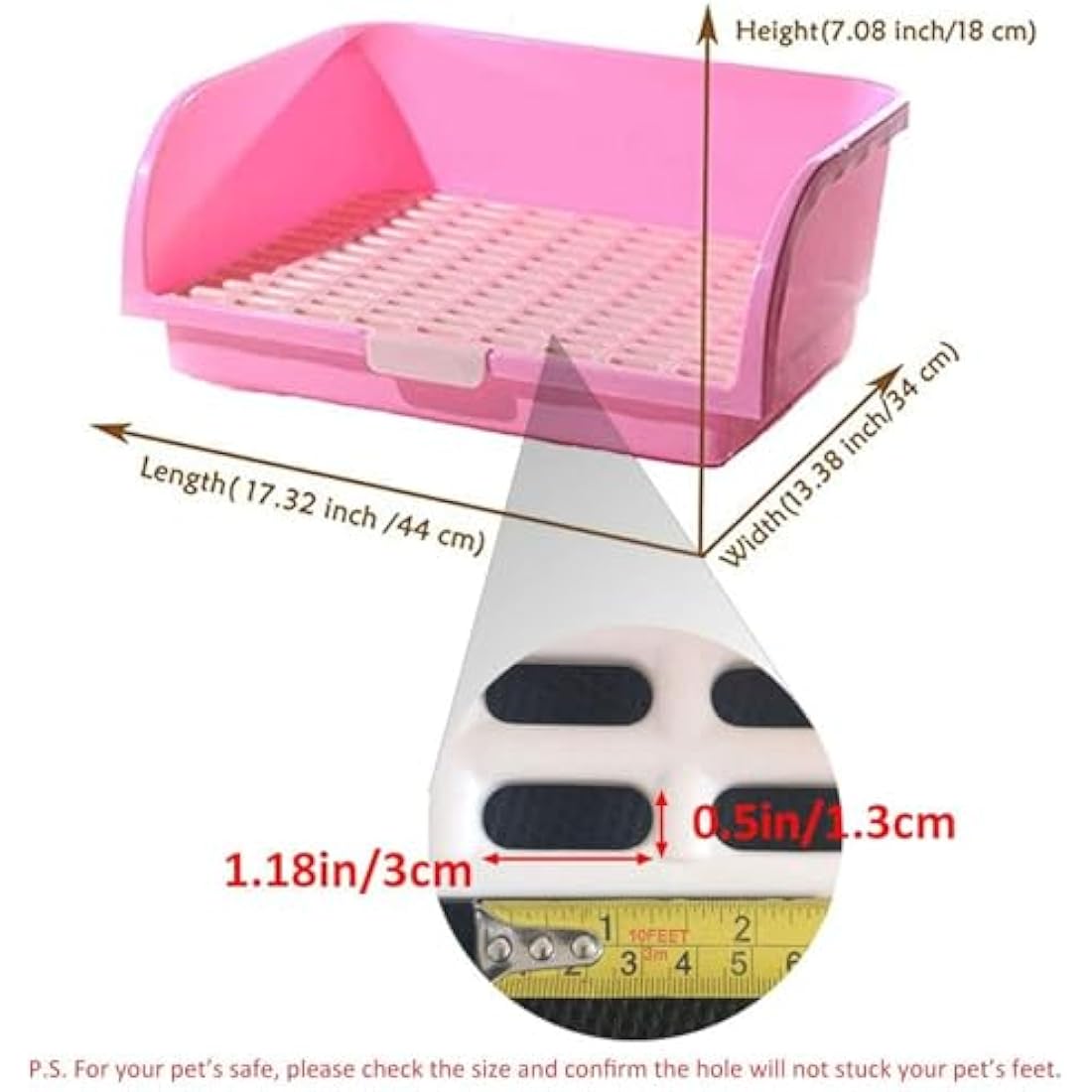 Oncpcare Super Large Rabbit Litter Box, Small Animal Restroom Square Bunny Litter Box Guinea Pig Litter Tray Pet Toilet Chinchilla Potty Trainer (Beige)