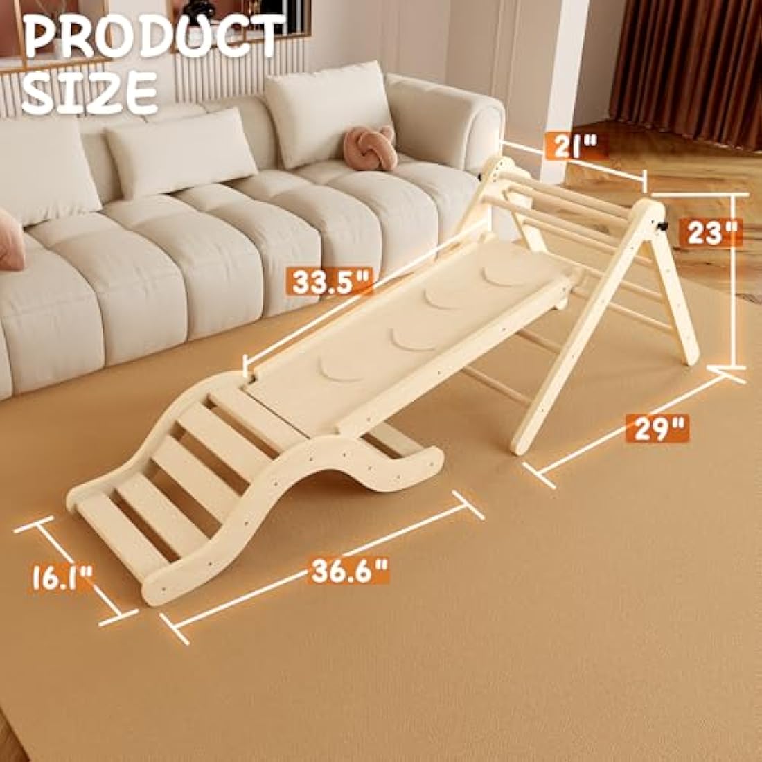Montessori Indoor Playset: 7-in-1 Climbing Frame with Slide, Arch & Mat for Toddlers and Children (1-3 Years)