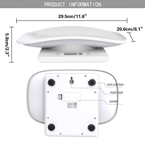 Multi-Function Digital Pet Scale for Small Animals Rabbit Hamsters Parrot,Large LCD Display Electronic Scales Weight Up to 10kg Capacity Pet Weighing Scale With Comfortable Curving Platform