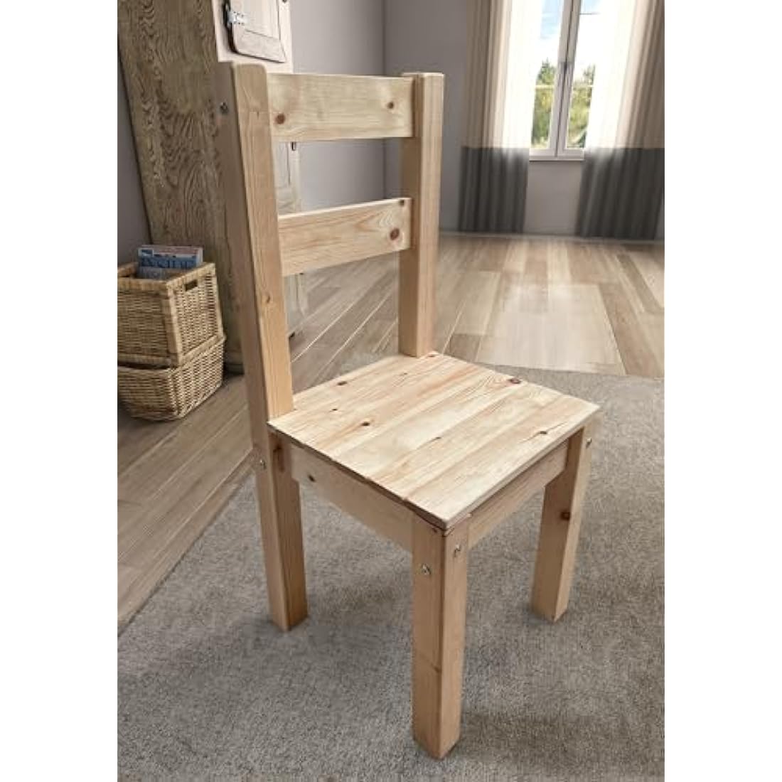 STRICTLY BEDS&BUNKS Atlas Heavy Duty Solid Pine Dining Chair for Dining Room or Kitchen | Wooden Dining Chair