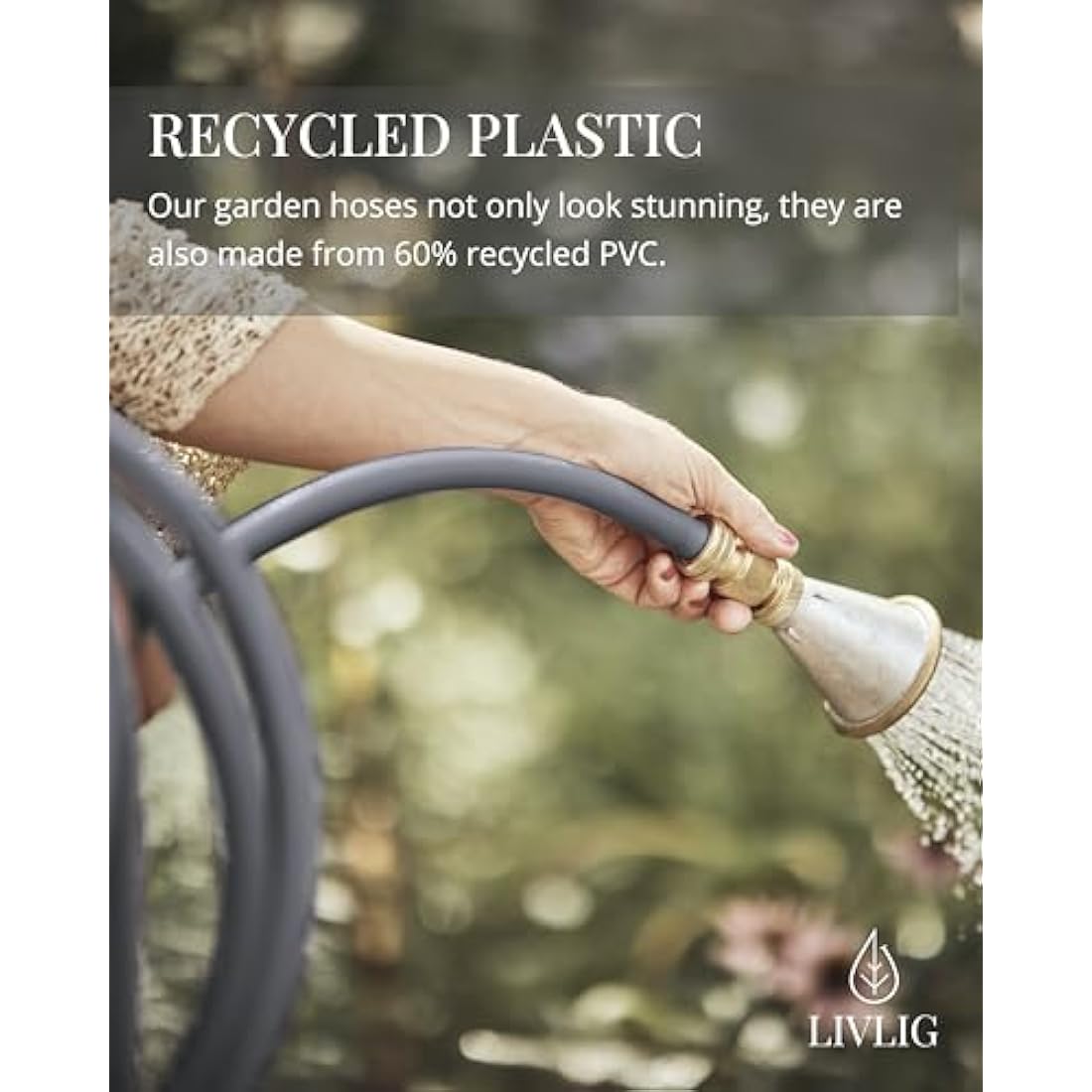 LIVLIG Garden Hose 50m, hosepipes for Garden 1/2 inch Made in Germany, 50m Hose Pipe Made of Recycled PVC, dimensionally Stable, Colour: Anthracite