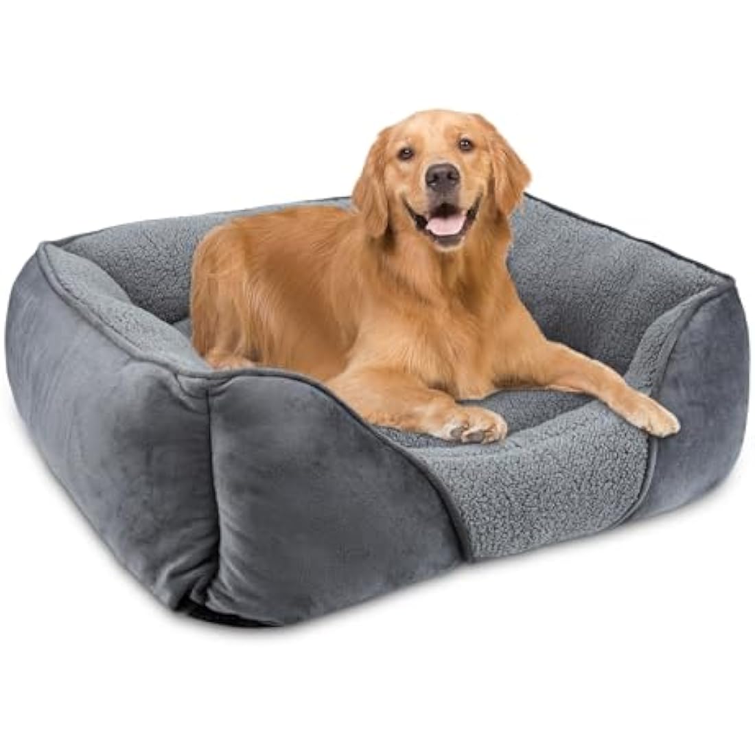 MIXJOY Dog Bed Extra Large Pet Bed, Grey Orthopedic Washable XL Dog Bed with Anti-Slip Bottom, Calming Cat Bed for Labrador, German Shepherd, Golden Retriever, 89×64×23 cm