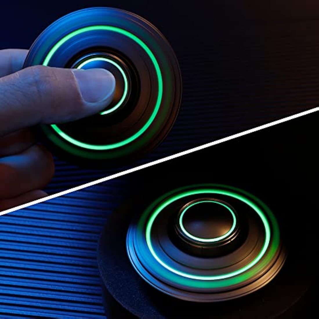 UFO Fidget Spinner Toy, Luminous Spinning Top Cool Gadget Gift For Kids Adults,Spaceship Finger Hand Spinner Fingertip Gyro Metal for Stress Relief, Glow in the Dark Toy Star Ship for Boy Girls