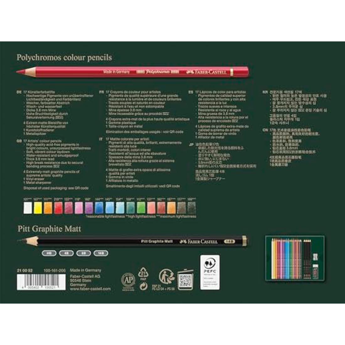 Faber-Castell Art & Graphic Polychromos Colour Pencil, Gift Set, Mixed Media Multicoloured, Polychromos Gift Set, For Art, Craft, Drawing, Sketching, Home, School, University, Colouring