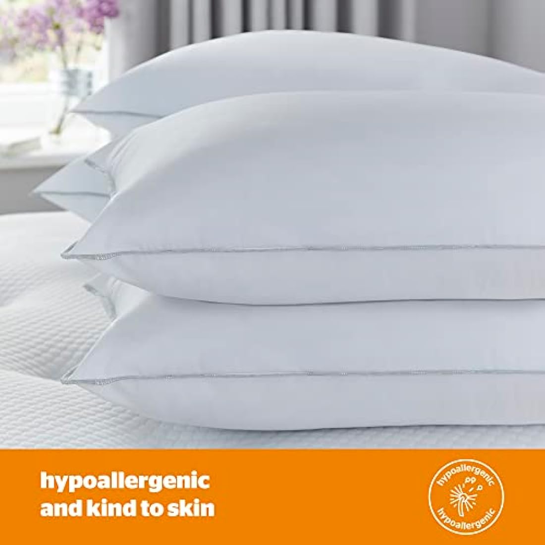 Silentnight Firm Support Pillows 4 Pack - Firm Pillows Ideal for Back and Side Sleepers with Fibre Core Centre for Head and Neck Support - Hypoallergenic - Pack of 4,White