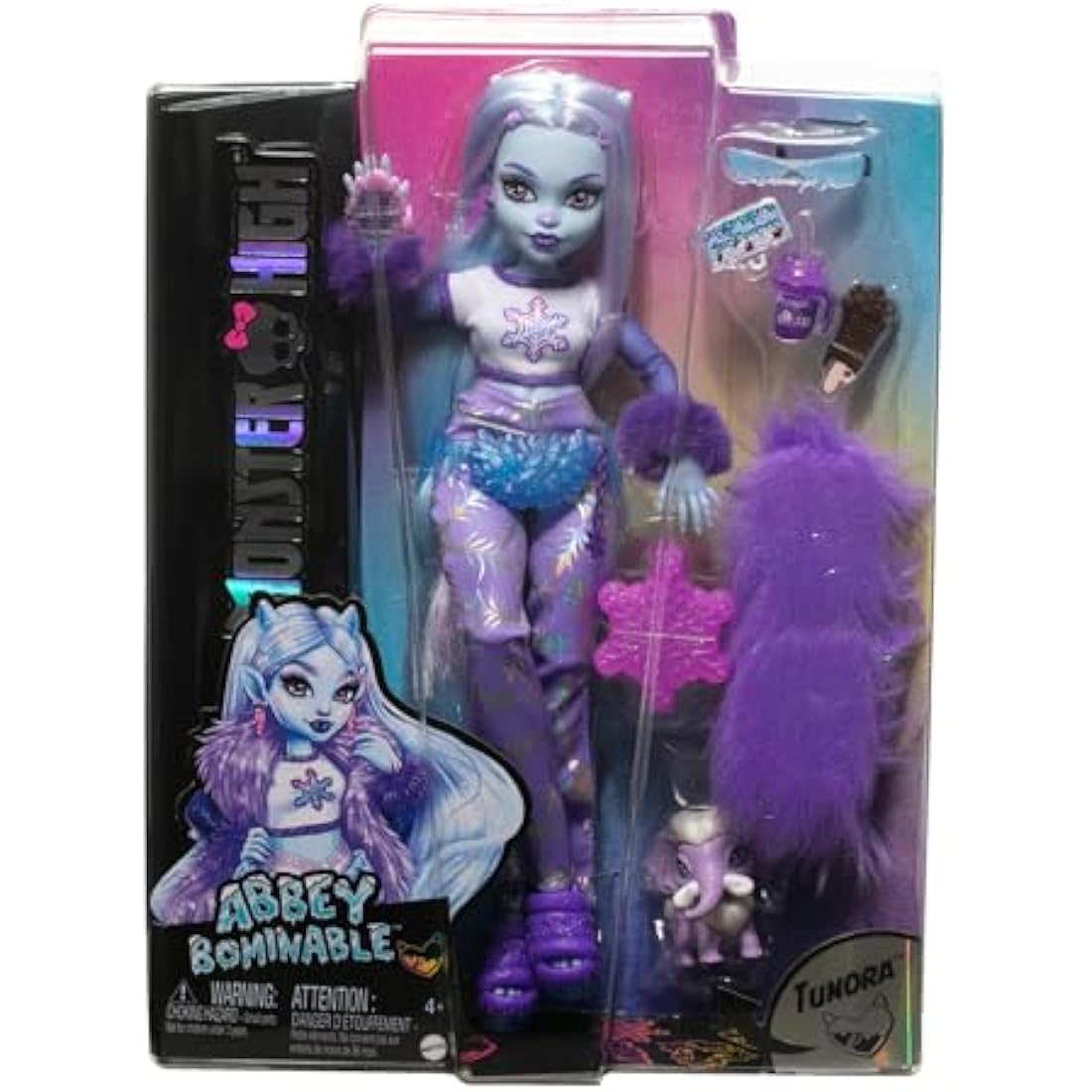 Monster High Doll, Abbey Bominable Yeti Fashion Doll with Pet Mammoth and Themed Accessories, HNF64