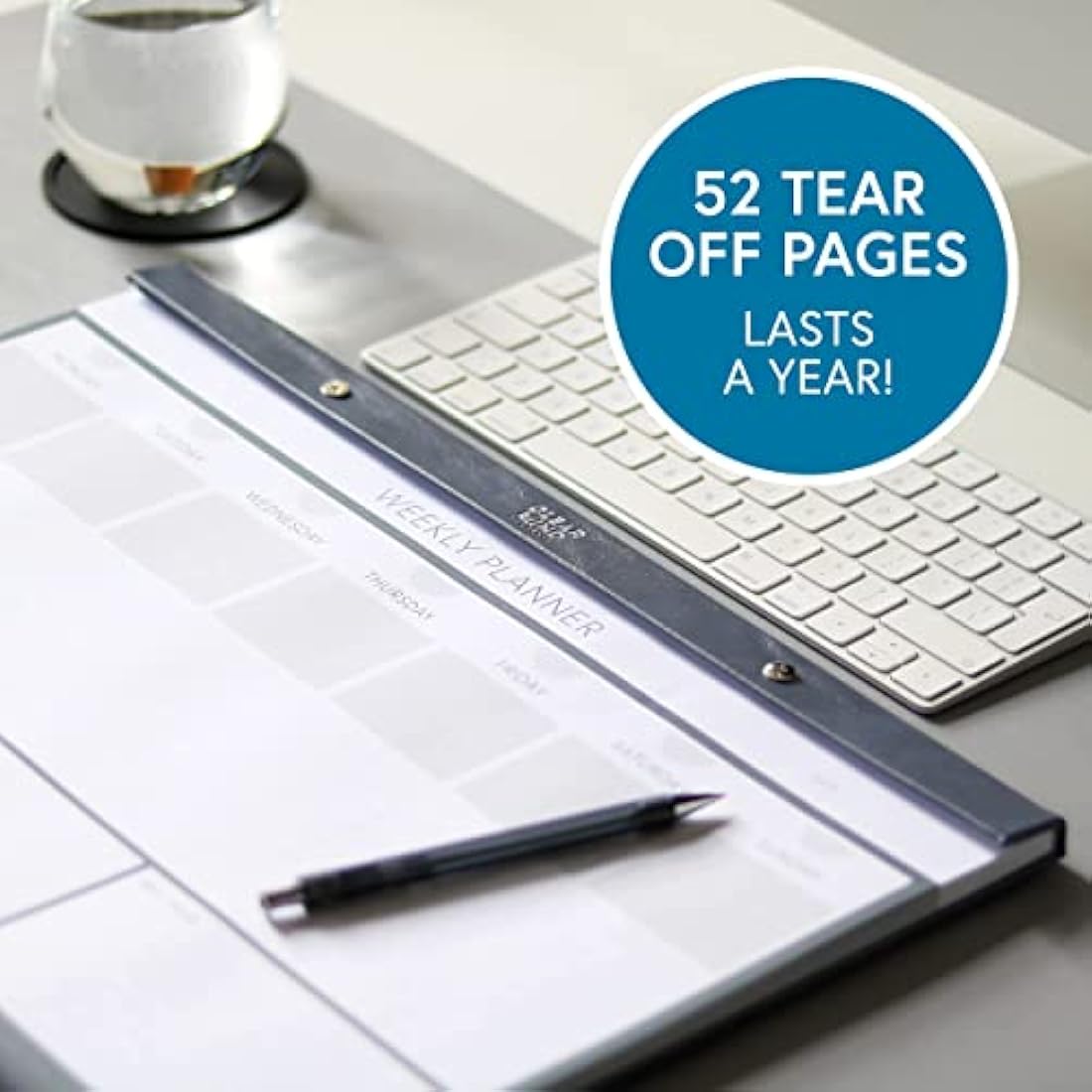 Premium Weekly Planner Desk Pad by Clear Mind Concepts® - A3 Size - Faux Leather Hard Cover - 52 Tear-Off Sheets for Enhanced Productivity