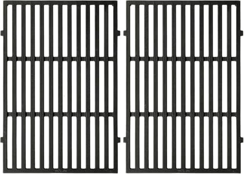 Denmay 7638 44.5 x 30.3cm Cast Iron Grids Cooking Grates for Weber Spirit E/S 310, 320, 330 (with Front Burner Knobs), Spirit 700, 900, Genesis Gold
