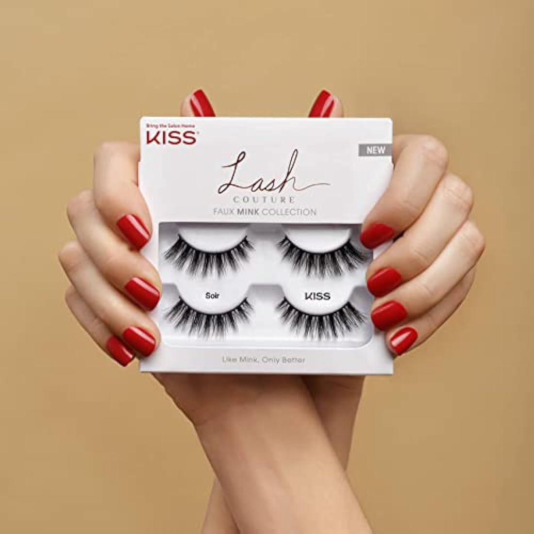 KISS Lash Couture Faux Mink Collection 2 Pairs of False Lashes, Soir, Ultrafine, Tapered, Synthetic Fake Lashes includes Lash Glue