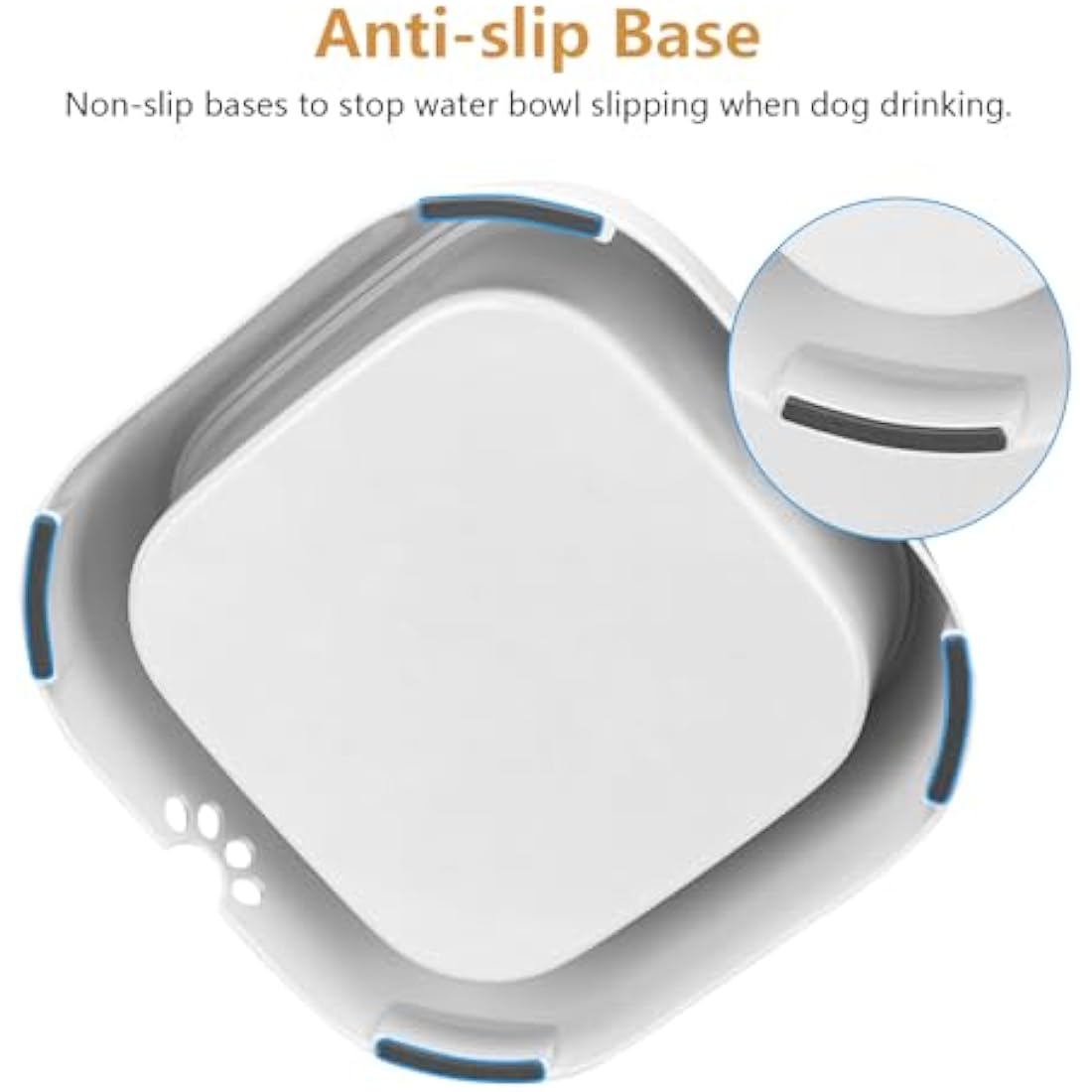 Non Spill Dog Water Bowl, Splash-Free, No Spill, Anti-Choking Dog Bowl, Vehicle Carried Pet Water Bowl for Dogs, Cat, Puppy, Kitty, 1.5L Large Capacity (Grey)