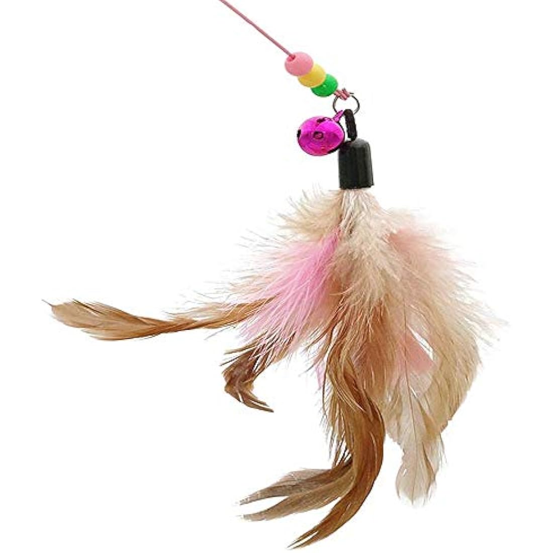 SLSON Feather Teaser Cat Toy, Interactive Cat Catcher and Exerciser Wand for Cats and Kitten Playing, with Feather, Bell and Flexible Wire