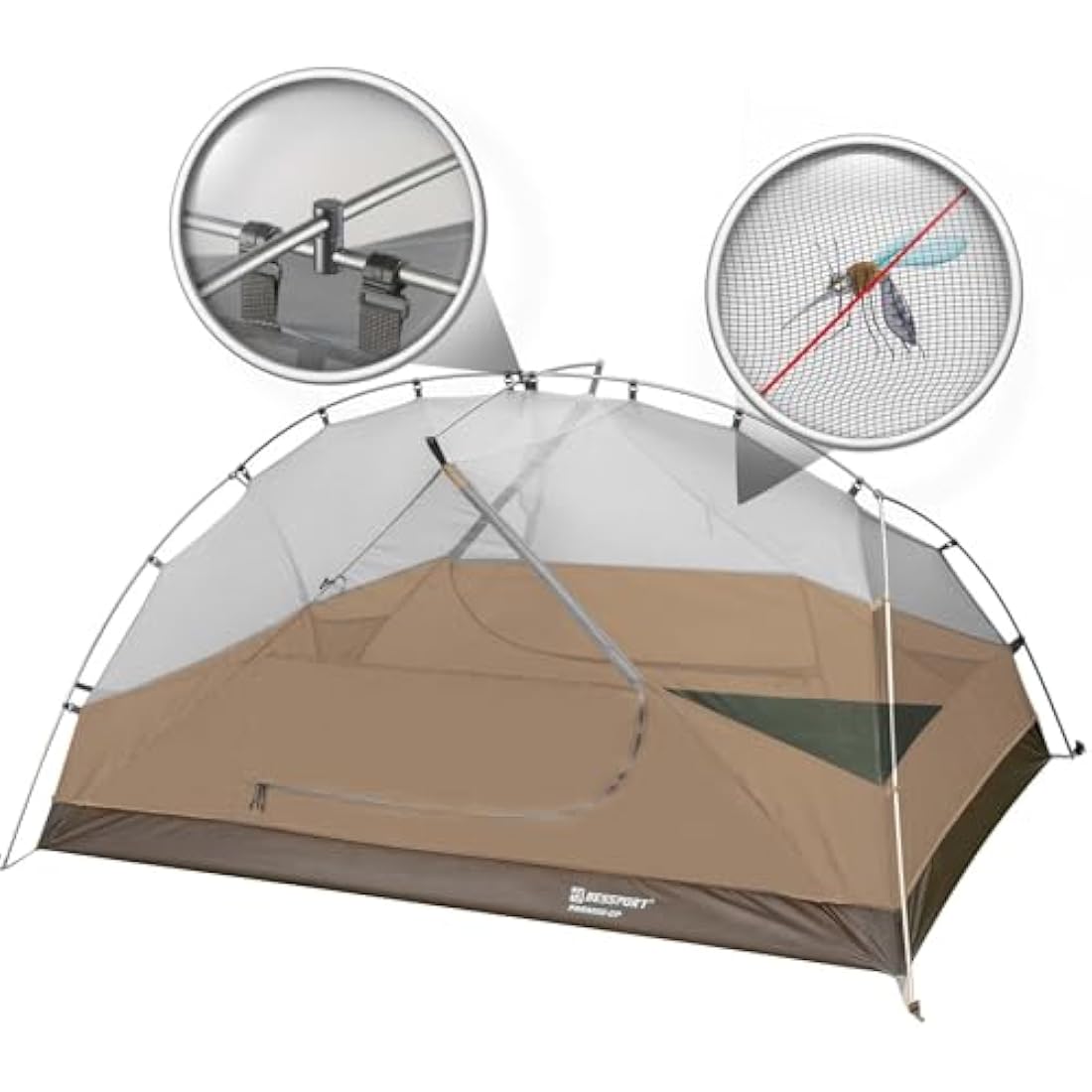 Bessport Tents for Camping - 2 and 3 Person Backpacking Tent, Easy Setup 3-4 Season Lightweight Tent - Waterproof and Windproof, Two Doors, Large Tent Anti-UV for Family, Outdoor, Hiking
