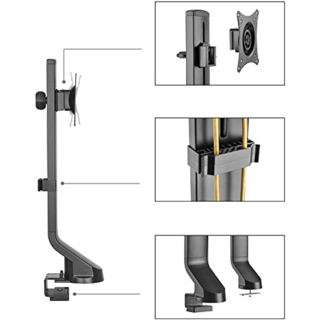 Maclean MC-853 For 1 Monitor Screen Mount Desk Mount With Computer Desk Bracket 17 to 32 "VESA 75x75 100x100 to 8kg (For 1 Screen)