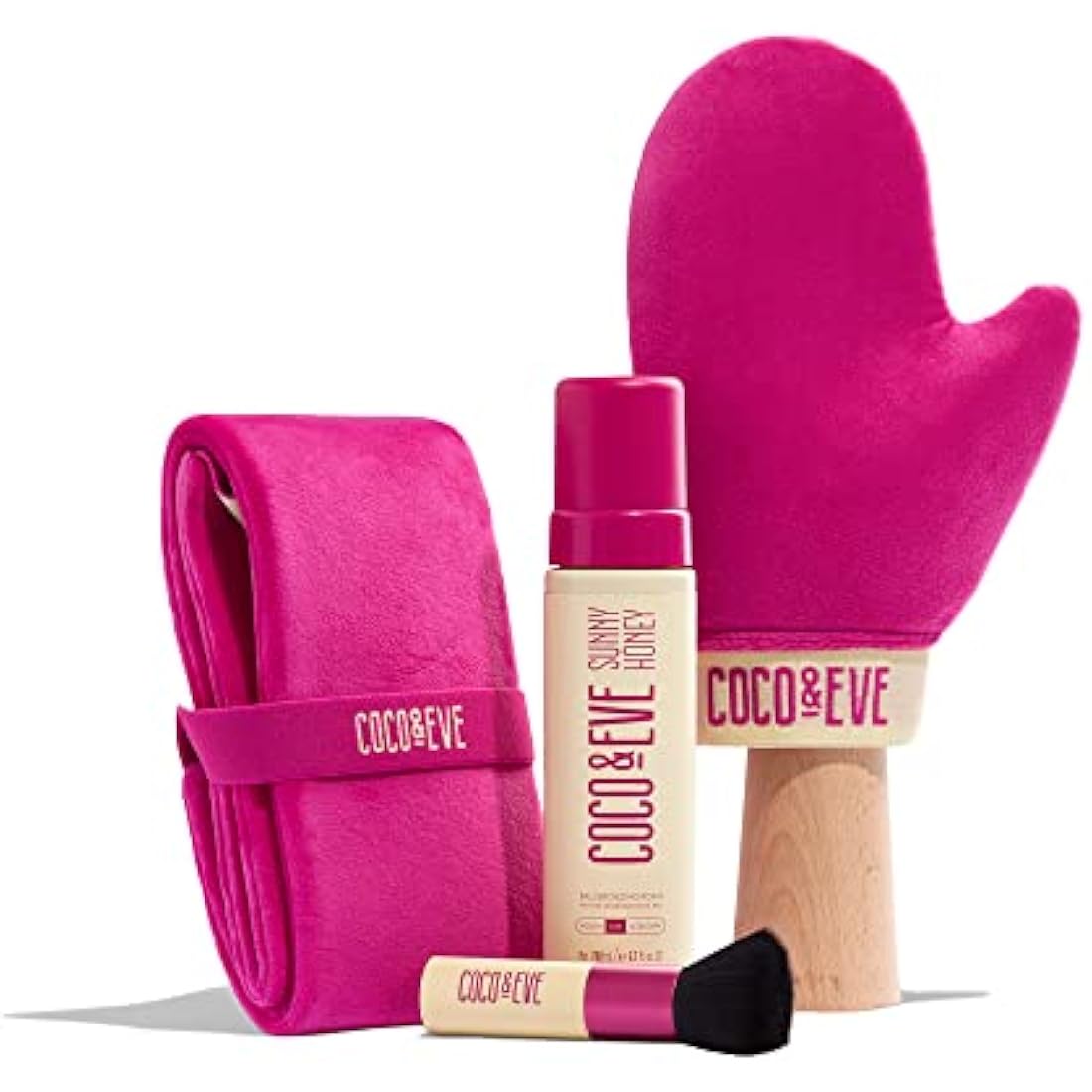 Coco & Eve Bali Bae Self Tan Set (Medium). All Natural Sunless Tanning Mousse. Instant Self Tanning Lotion with Bronzer, Miit & Back Applicator for Flawless Application and Bronze