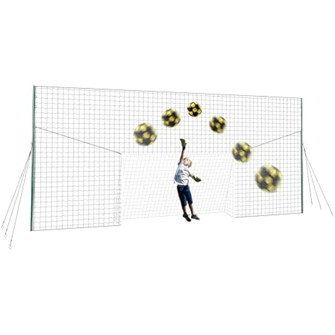 Open Goaaal Football Goal & Backstop Net with Rebounder | Backyard Barrier Net to Stop Balls Going Over the Fence