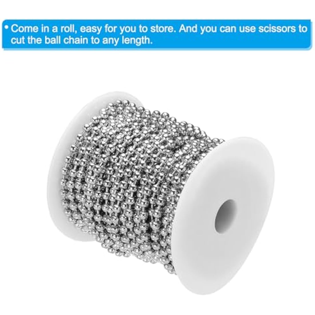 PATIKIL 4.5mm x 56ft 304 Stainless Steel Ball Chain, 1 Set Ball Chain Bead with 100 Pcs Matching Connector Clasp for Curtain Blind Pull, Tag Rings, DIY Crafts