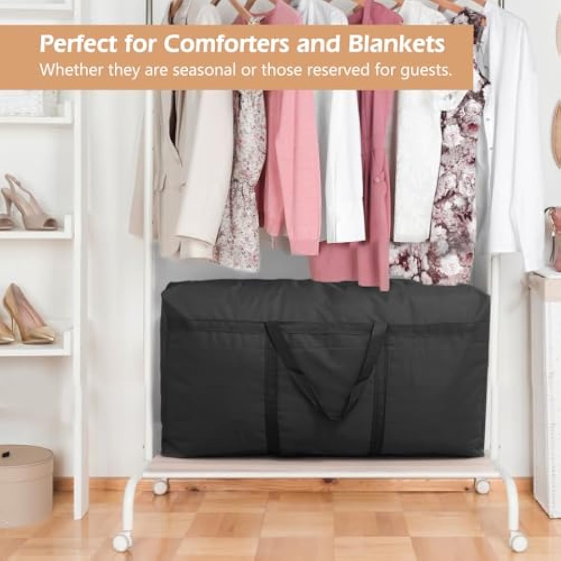 SUOHINAO 3 Pack 120L Large Storage Bags,Strong Packing Boxes for Moving House,Large Moving Boxes for Clothes,Duvet,Bedding,Moving Home,Blankets