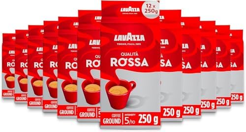 Lavazza Qualità Rossa, Ground Coffee Espresso, 250 g (Pack of 12)