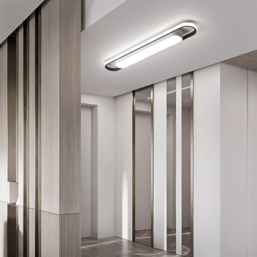 Naroume Modern LED Flush Mount Ceiling Lamp, 72cm Linear Metal Ceiling Chandeliers for Living Room, Bedroom, Dining Room, Office, Hallway, Closet, Aisle
