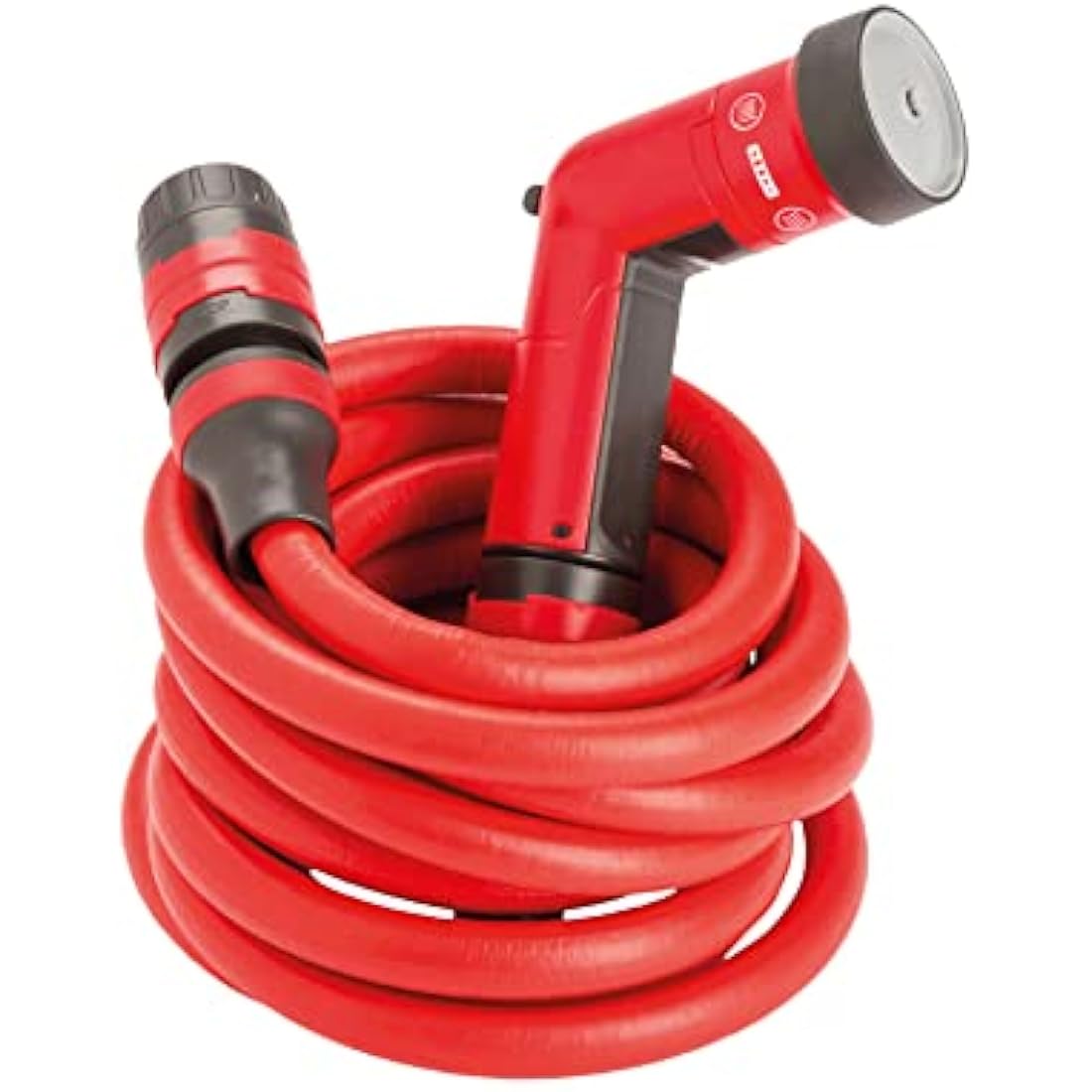 FITT YOYO 15 m, Extendable and Flexible Garden Water Hose Pipe with Multi-Function Spray Gun, Red