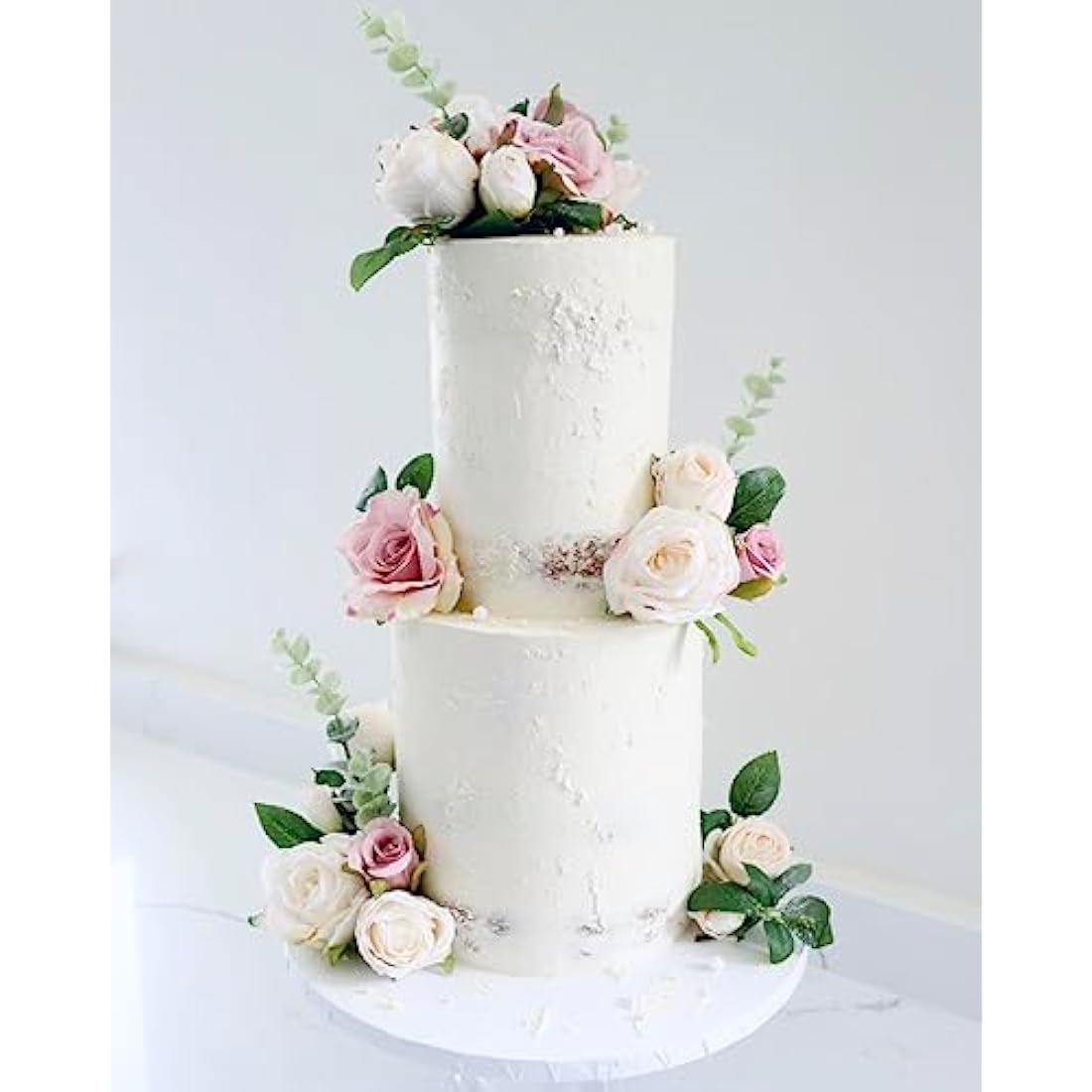 The Baked Studio – 'Dried Touch 12-Piece Small Rose And Tea Rose Stem Bouquet' Artificial Dried Flowers For Cake Decorating, Home Décor, Vase, Weddings, Bridesmaid Bouquets (Ivory)