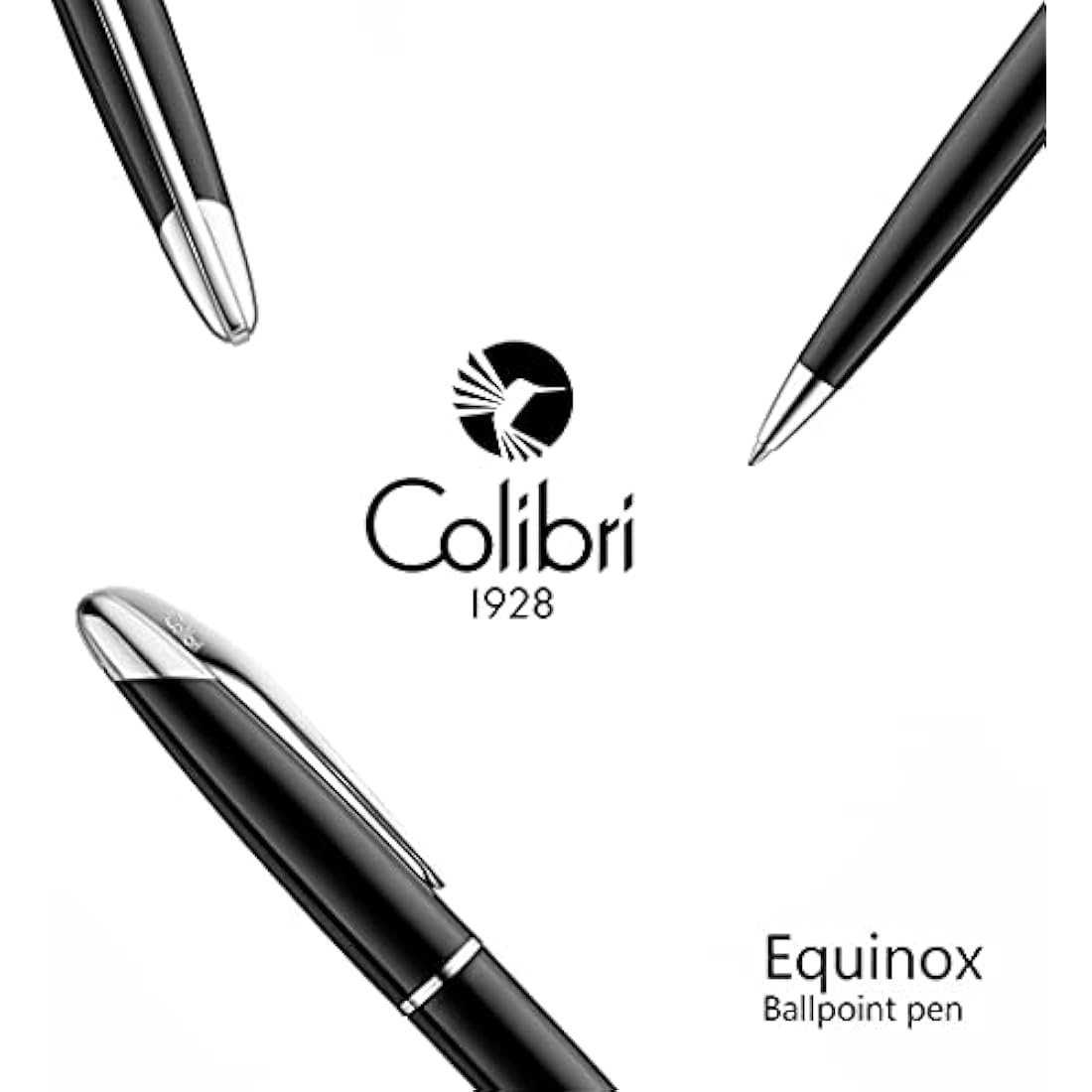 Colibri Equinox Twist Ballpoint Pen-Black Lacquer and Chrome Finish-Luxury Pen-Sleek Branded Spring Clip-Comes In A Nice Gift Box-Gift For Men And Women