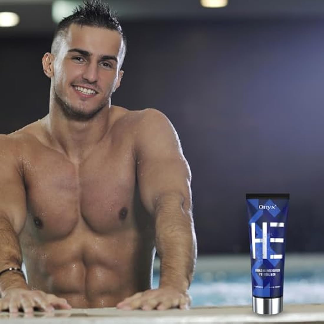 Onyx HE Sunbed Cream for Men | Tanning Accelerator for Indoor & Outdoor Use | Light, Streak-Free Formula for Rapid, Dark Results | Hydrating Lotion to Enhance Tan and Highlight Muscle Definition