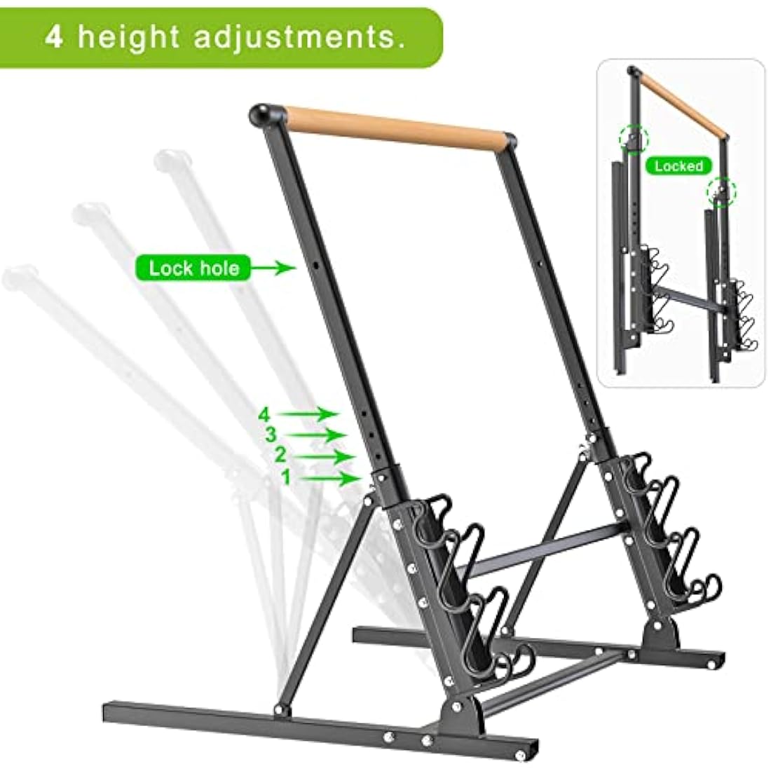 Kipika Wall Mounted Traditional Solid Wood Ballet Barre System, Stretch/Dance Bar for Home Workout Dance Equipment, Durable Metal Support