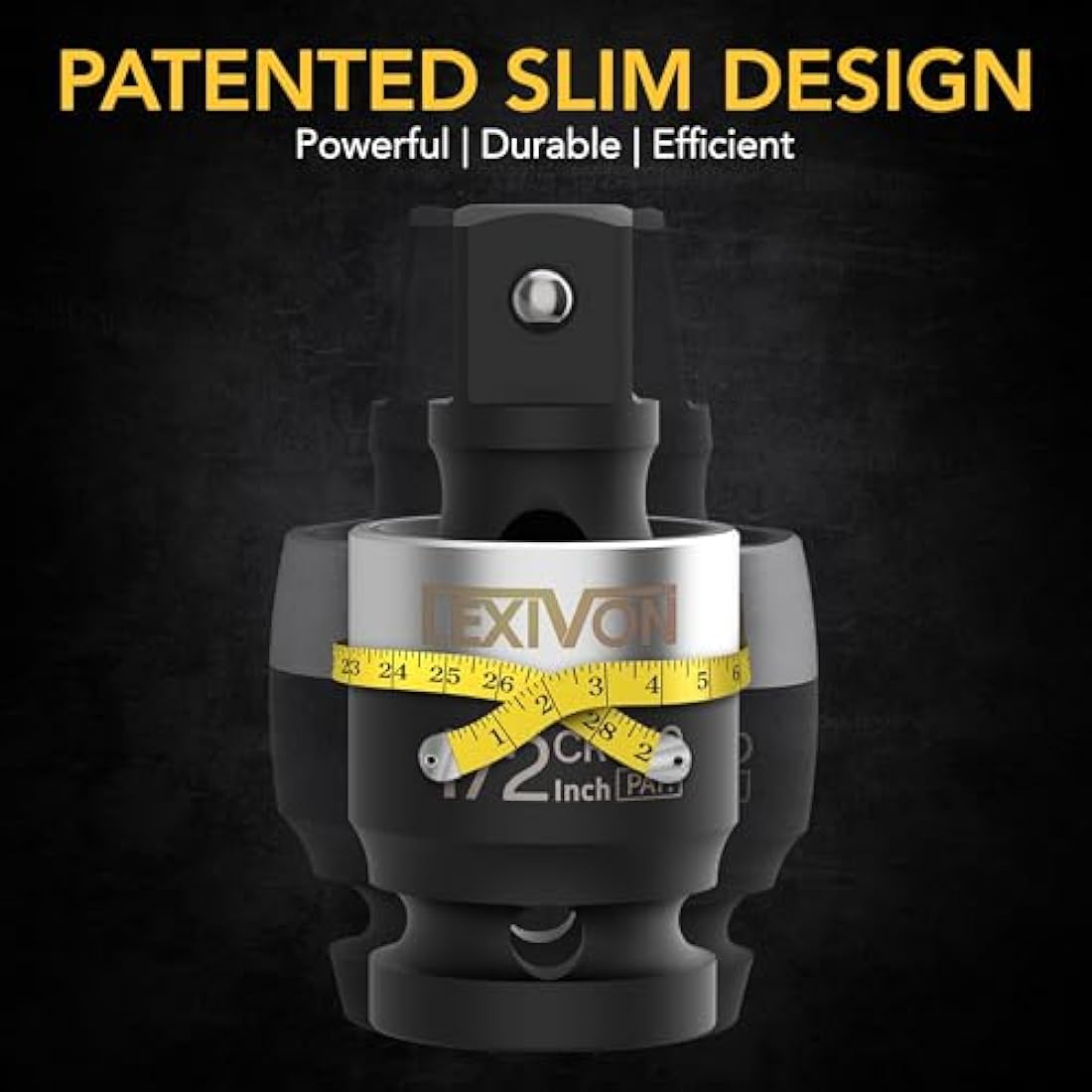 LEXIVON Impact Universal Joint - Patented Slim Design | 3-Piece 1/2", 3/8", and 1/4" Socket Swivel Set | Chrome-Molybdenum Steel Full Impact Grade (LX-113-S)