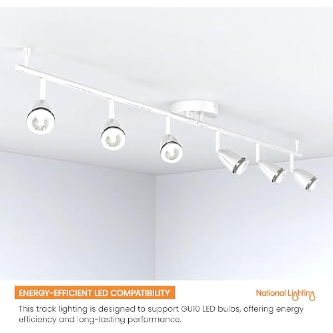 Saxby Lighting Amalfi six spotlight bar, Gloss White Finish, for Living Room, Kitchen, Bedroom